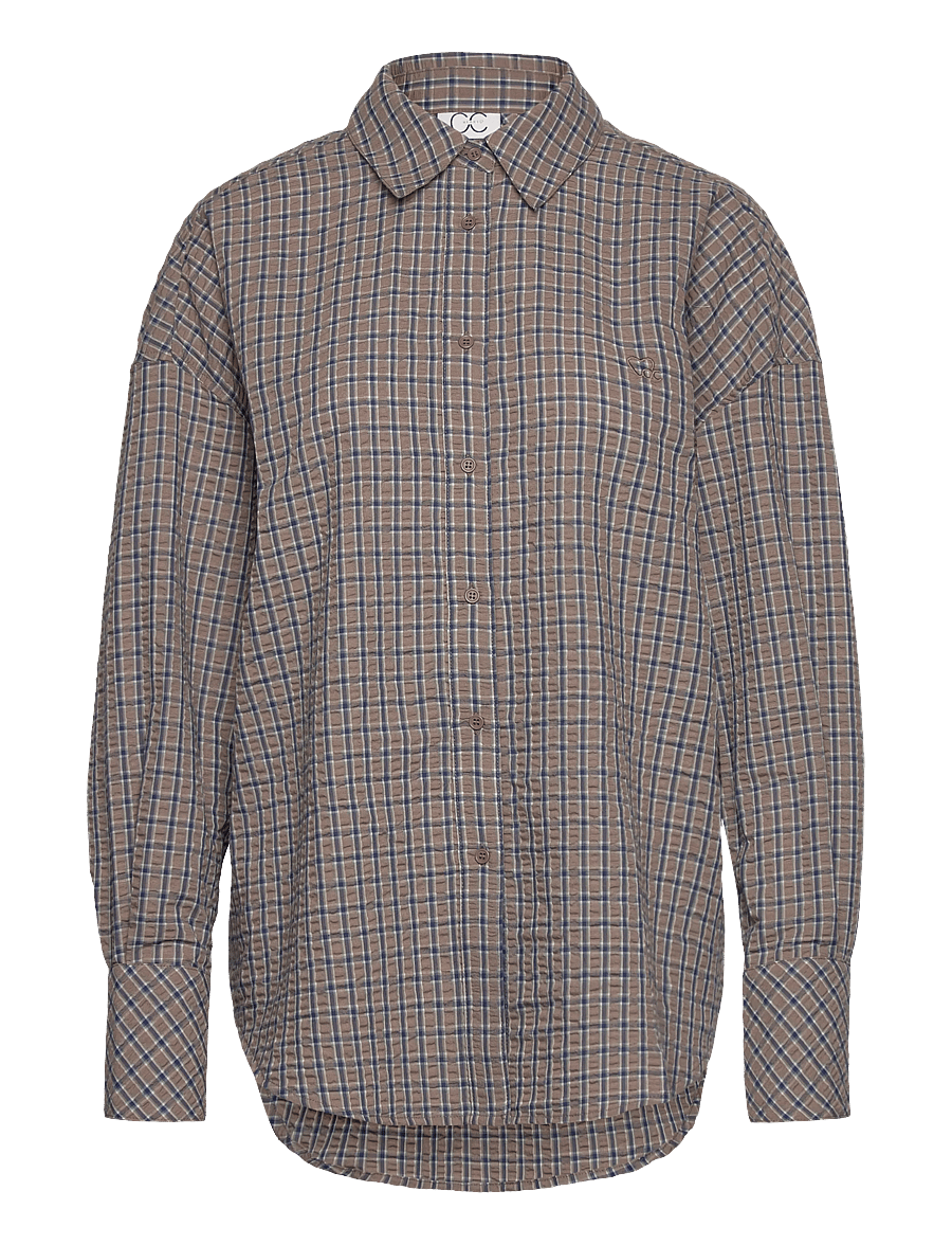 Coster Copenhagen - CC Heart GEMMA check loose shirt - langärmlige hemden - brown check - 1