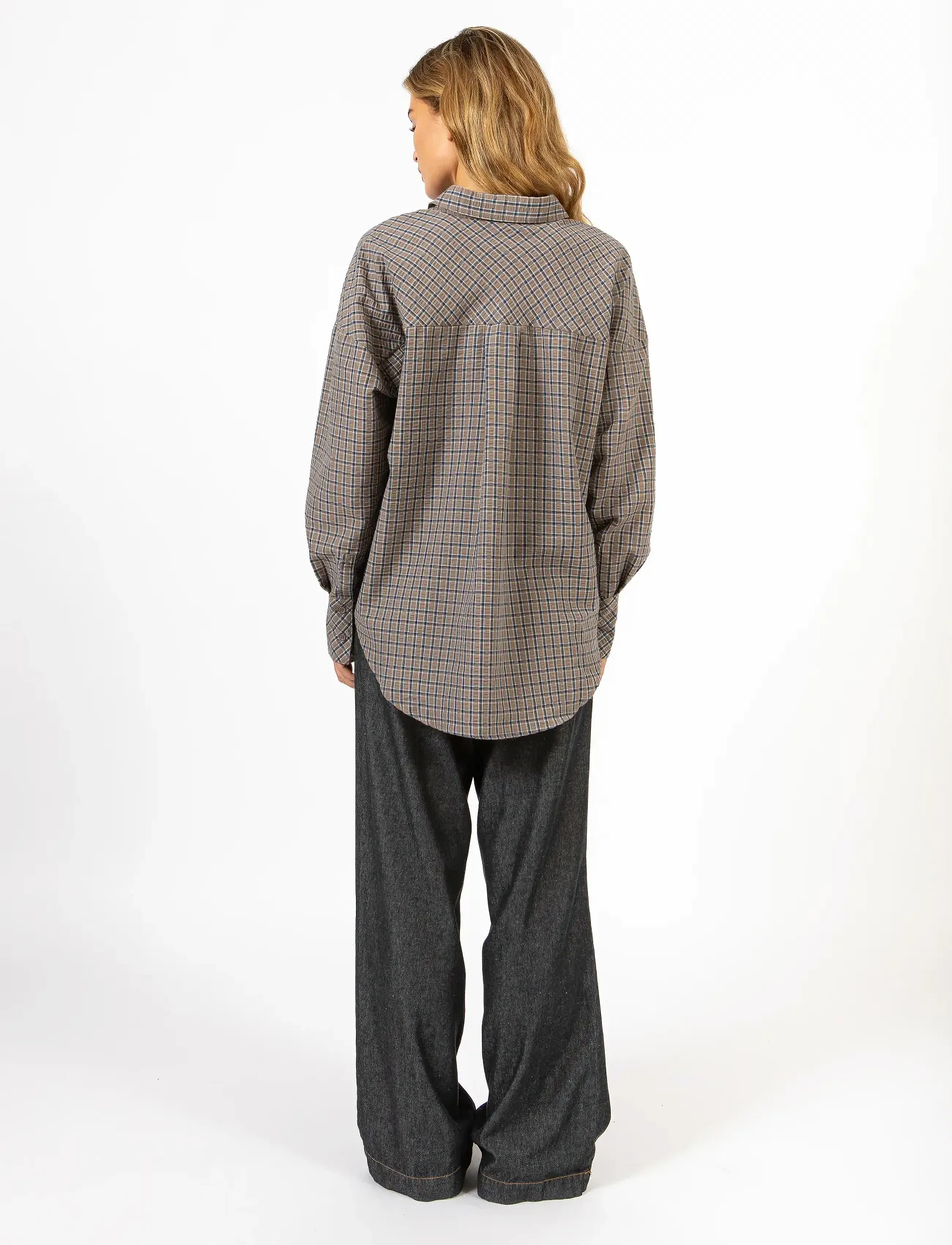 Coster Copenhagen CC Heart GEMMA check loose shirt - Bluser & Skjorter - BROWN CHECK / brown
