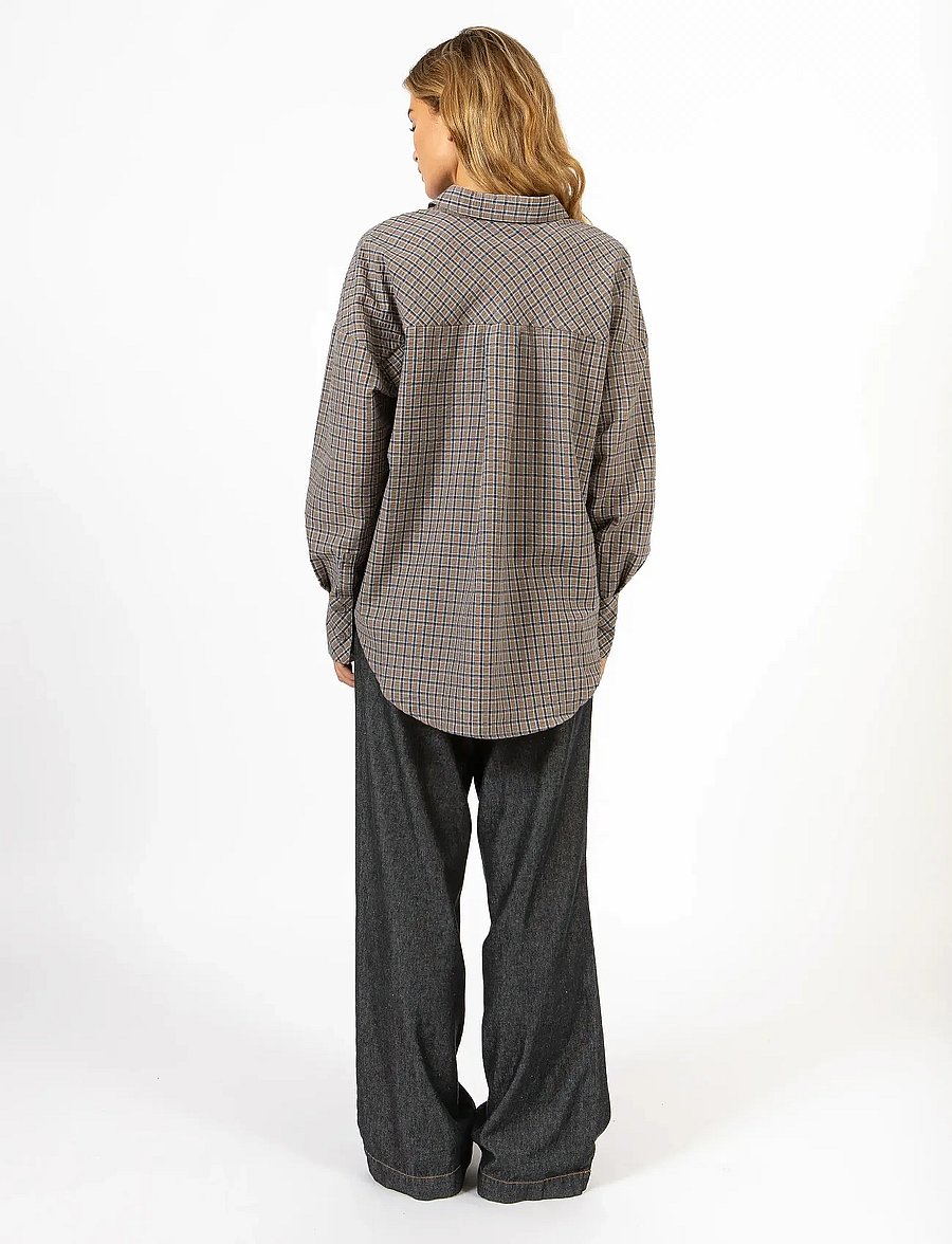Coster Copenhagen - CC Heart GEMMA check loose shirt - langärmlige hemden - brown check - 0
