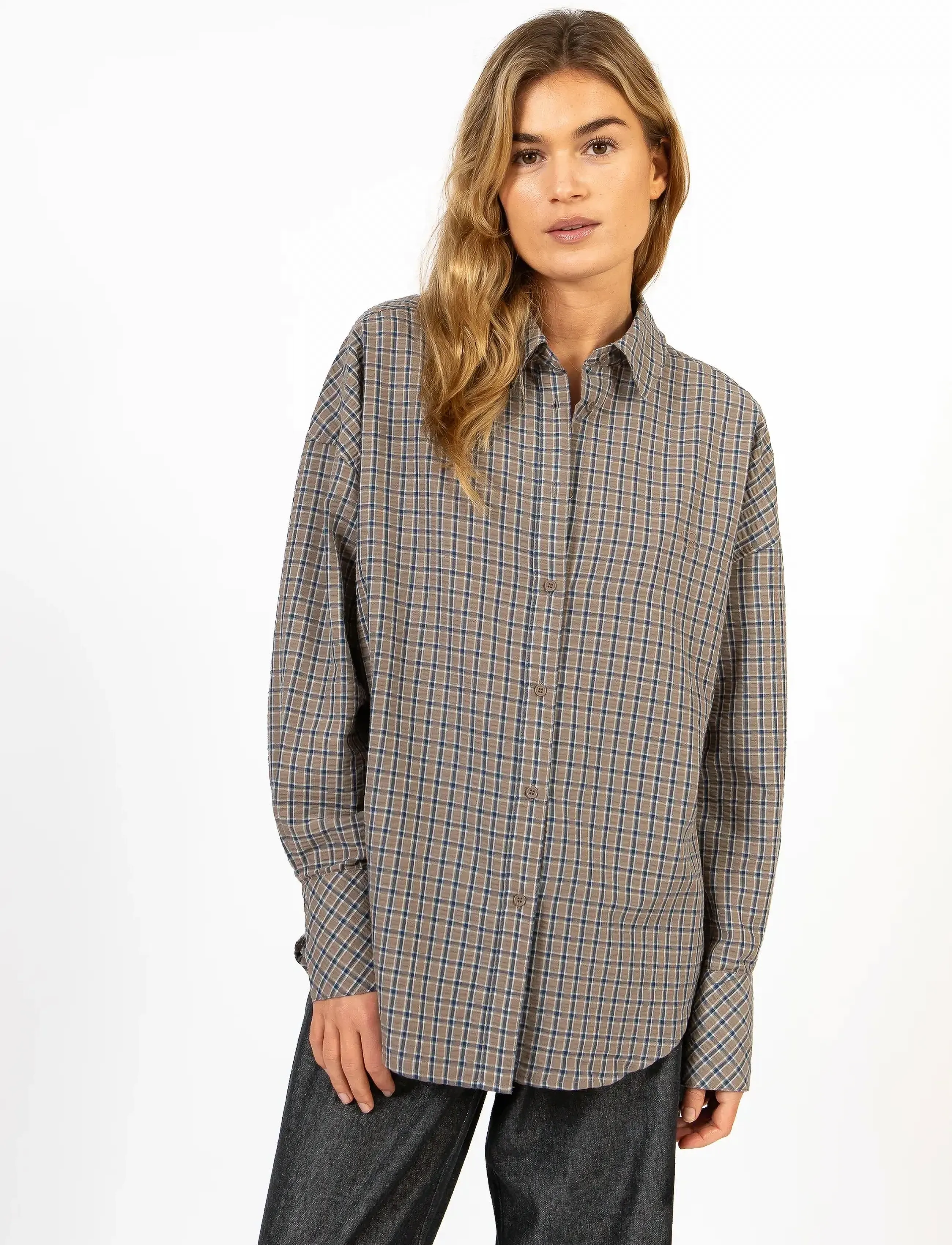 Coster Copenhagen - CC Heart GEMMA check loose shirt - marškiniai ilgomis rankovėmis - brown check - 3