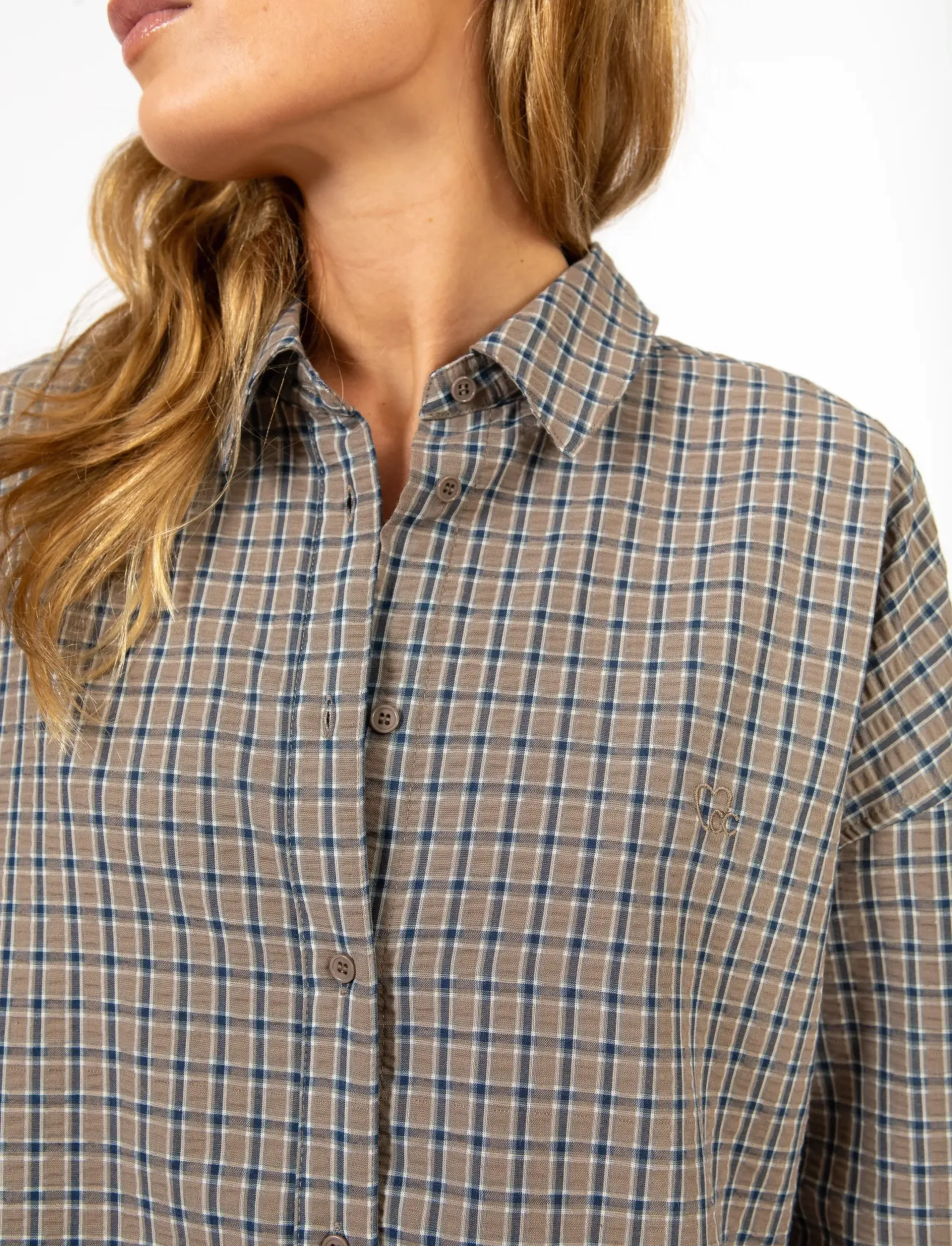 Coster Copenhagen - CC Heart GEMMA check loose shirt - marškiniai ilgomis rankovėmis - brown check - 4