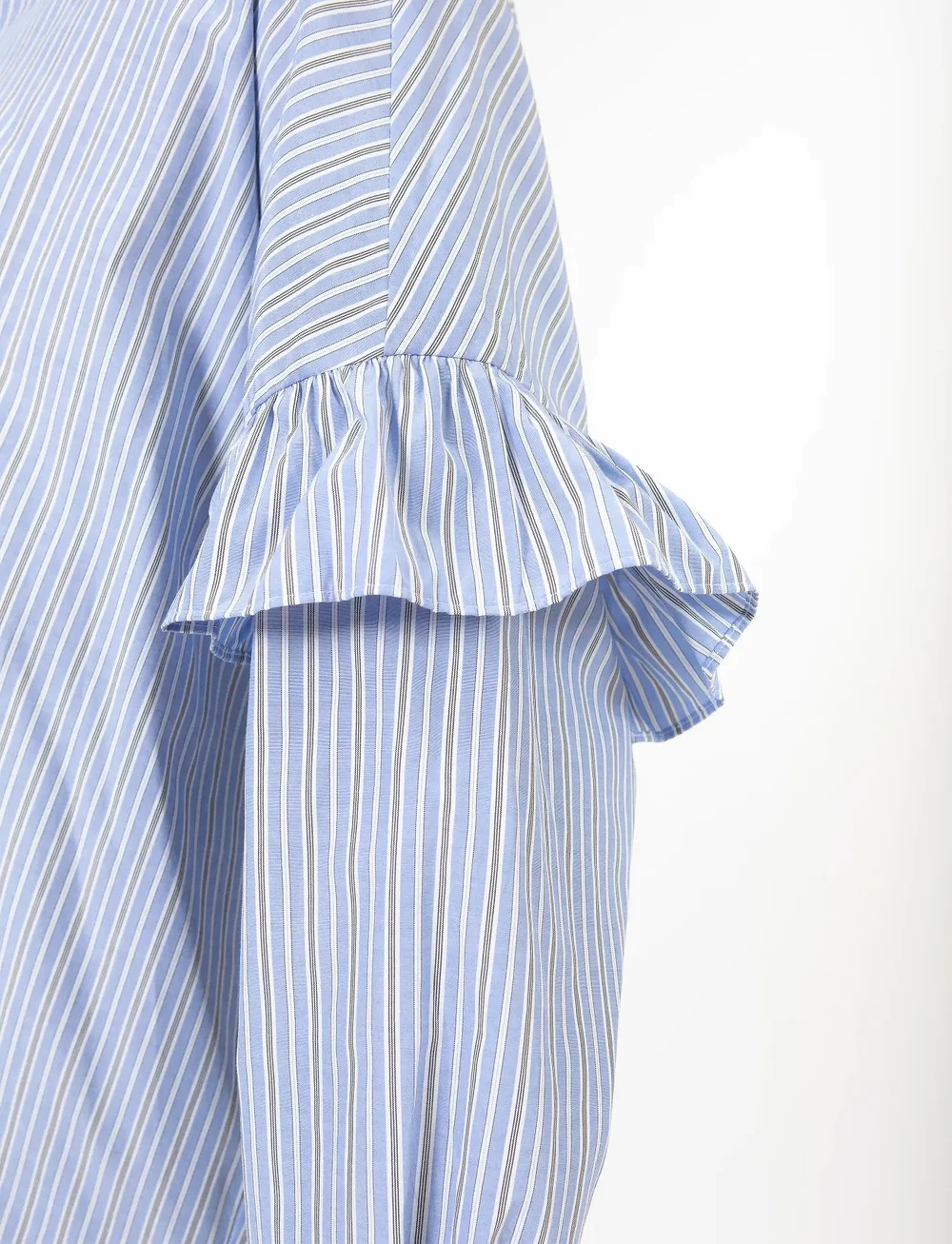 Coster Copenhagen - CC Heart GIA stripe frill shirt - langärmlige hemden - blue stripes - 4