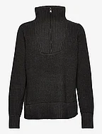CC Heart AVERY zip knit sweater - BLACK MELANGE