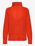 CC Heart AVERY zip knit sweater - RED ORANGE