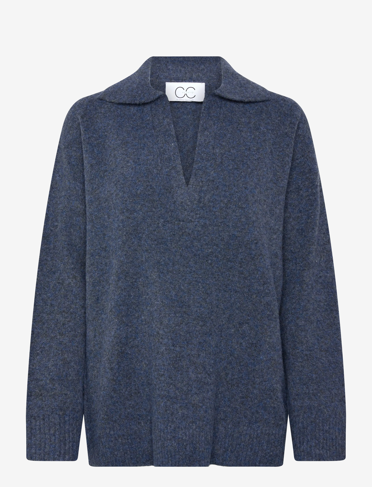 Coster Copenhagen - CC Heart EMERIE polo sweater - stickade tröjor - navy melange - 1