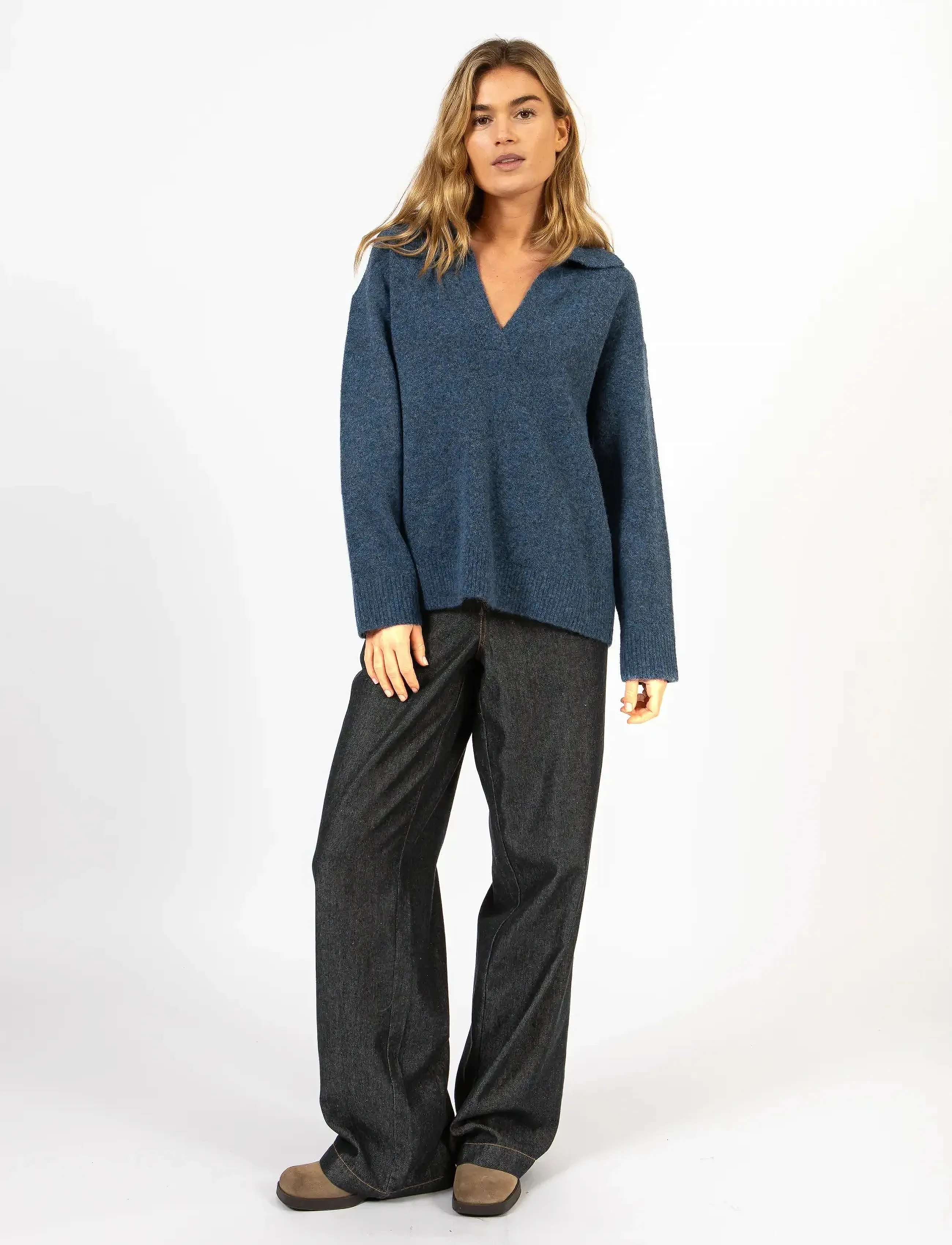 Coster Copenhagen CC Heart EMERIE polo sweater - Strickmode - NAVY MELANGE / blue