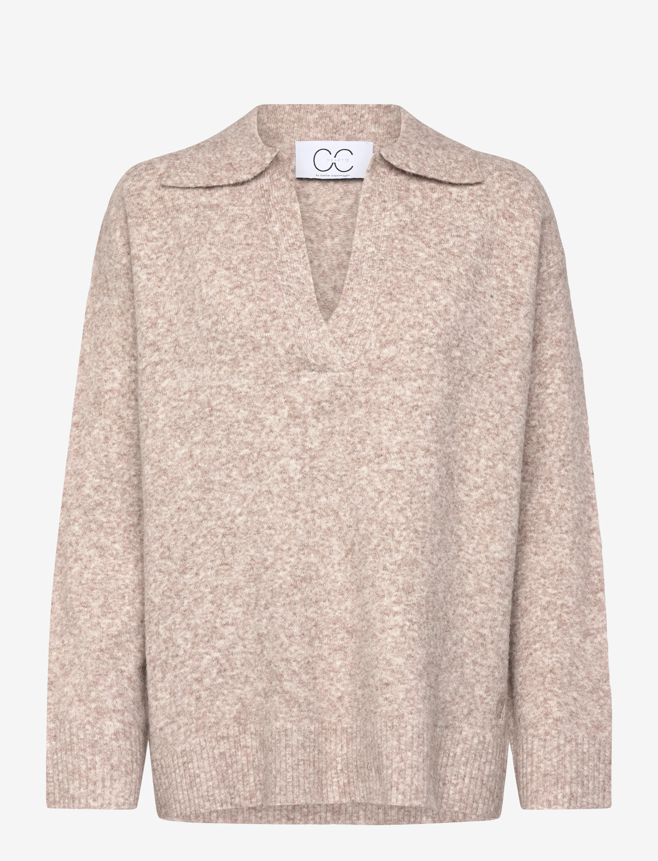 Coster Copenhagen - CC Heart EMERIE polo sweater - striktrøjer - sand melange - 1