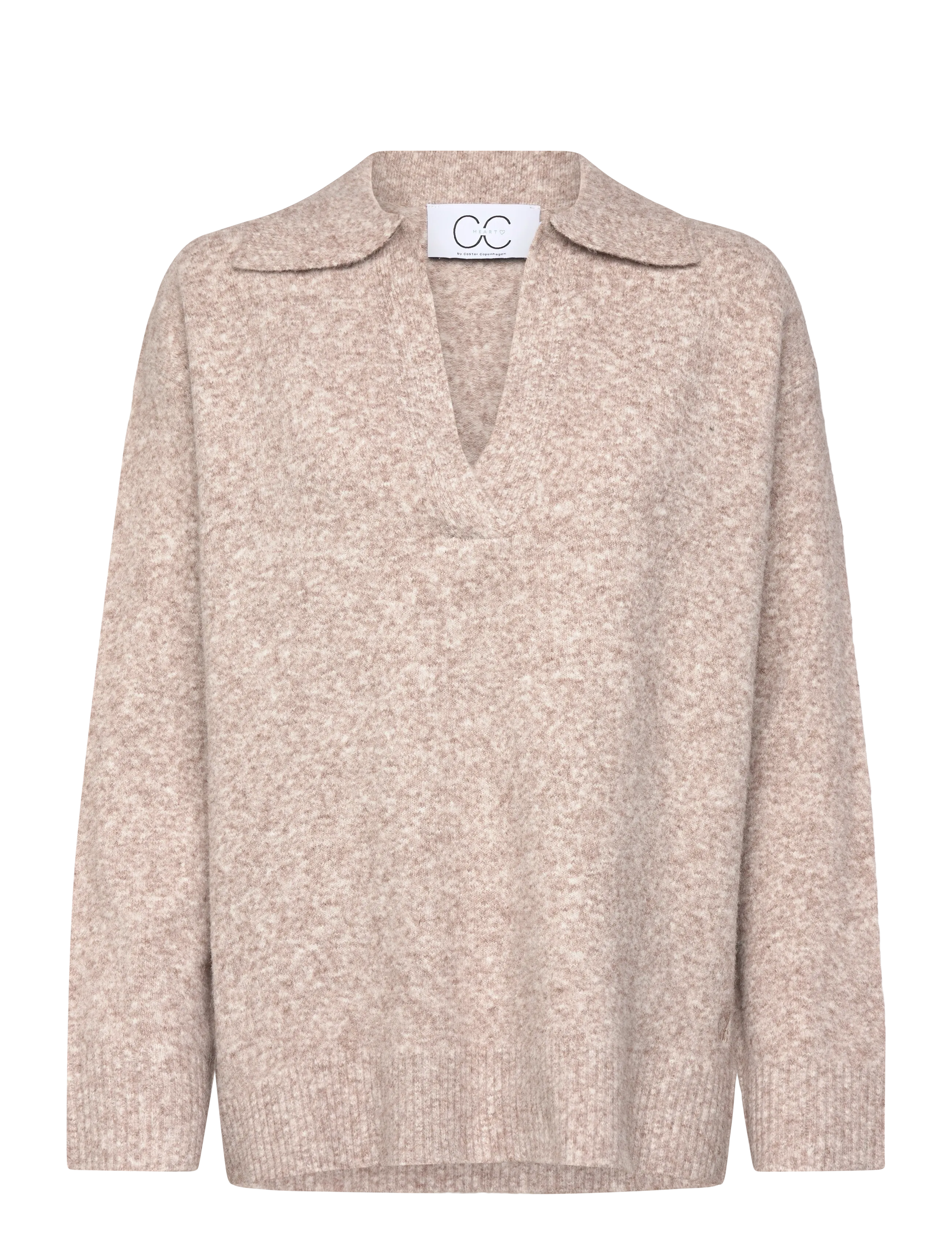 Coster Copenhagen CC Heart EMERIE polo sweater - Strik - SAND MELANGE / beige
