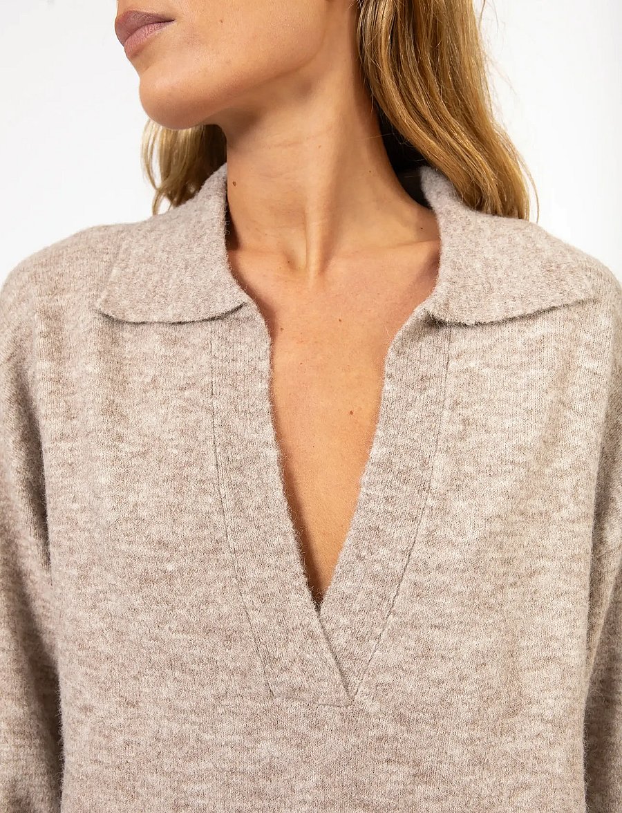 Coster Copenhagen - CC Heart EMERIE polo sweater - pullover - sand melange - 3