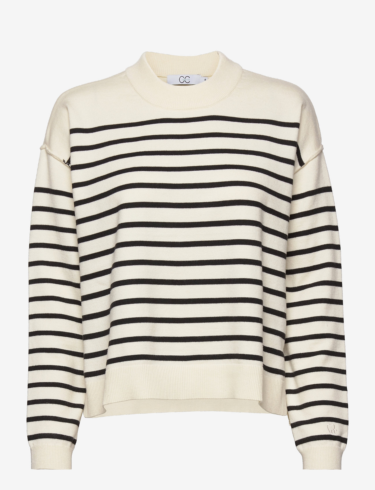 Coster Copenhagen - CC Heart comfy knit sweather with s - creme/black stripes - 0