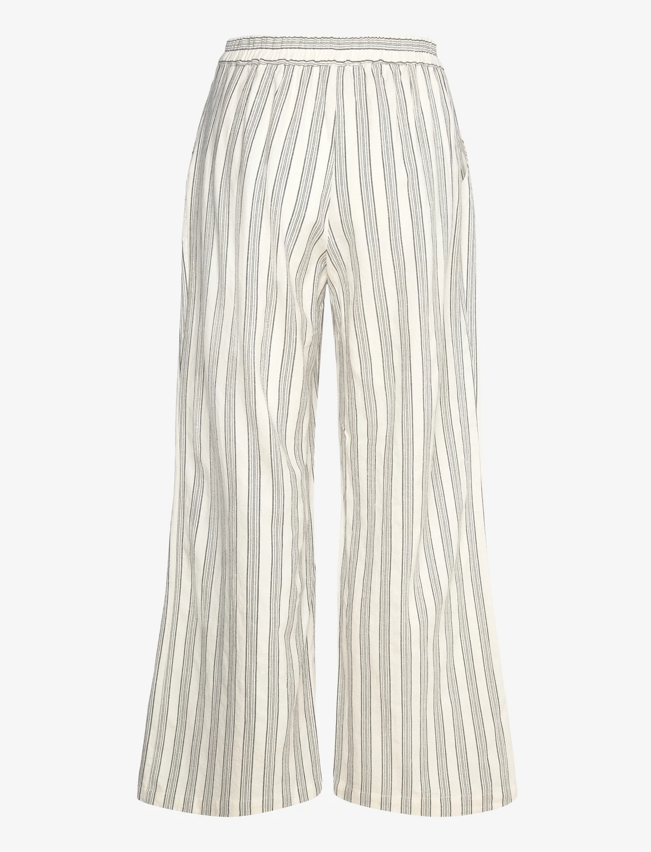 Coster Copenhagen - CC Heart LINA loose pants in linen - straight leg trousers - cream/black stripes - 1