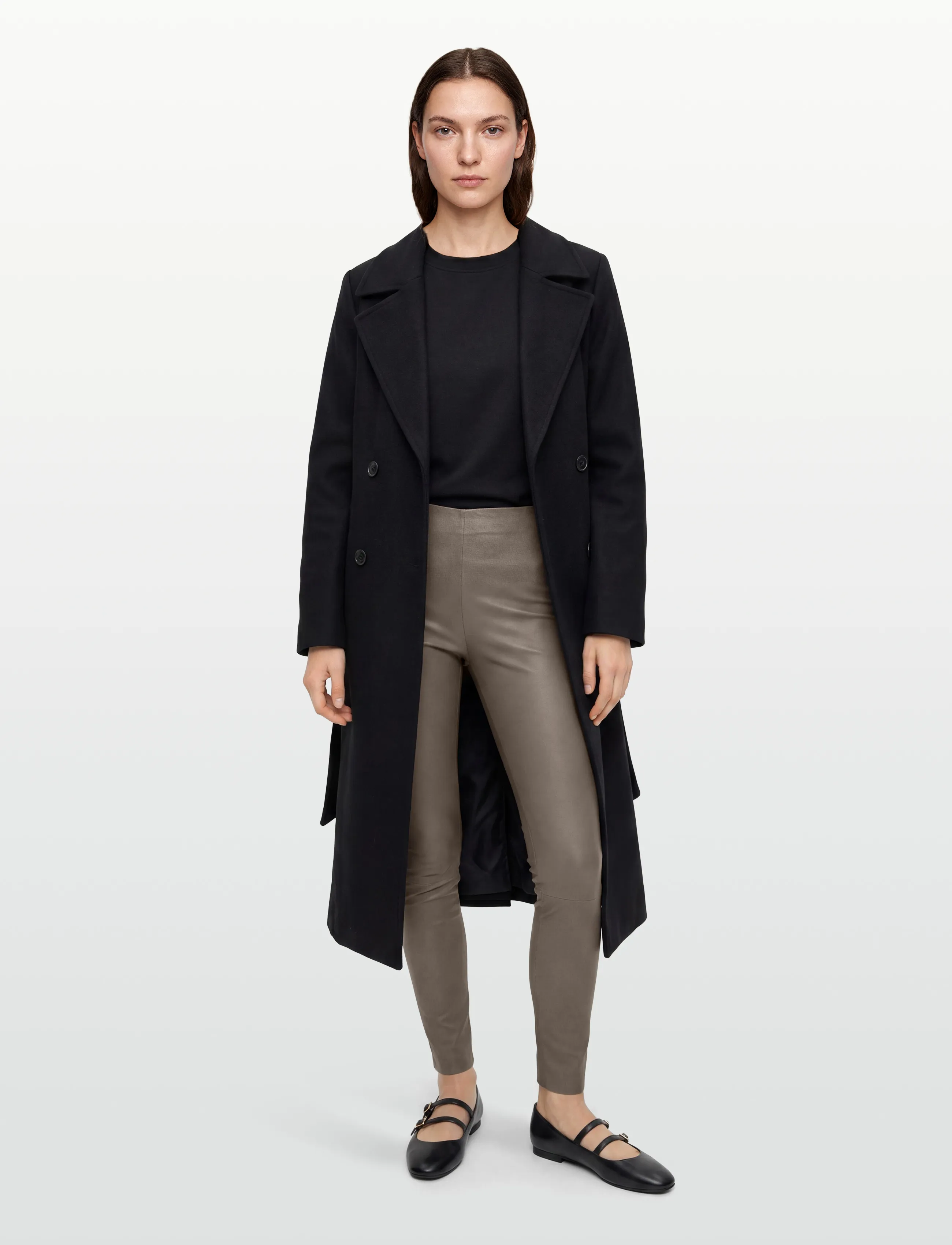 Coster Copenhagen CC Heart leggings in leather - Nahkahousut - GREY MUD / grey
