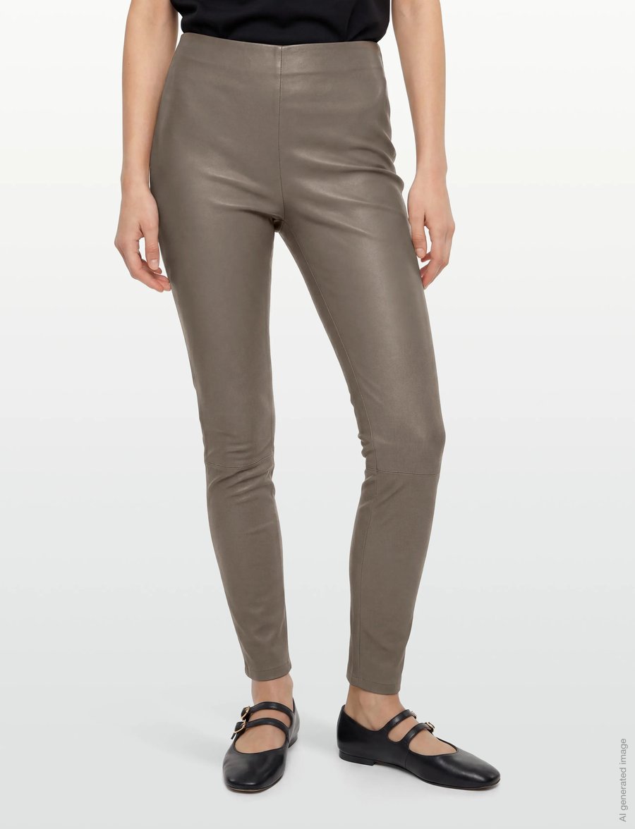 Coster Copenhagen - CC Heart leggings in leather - lederhosen - grey mud - 3