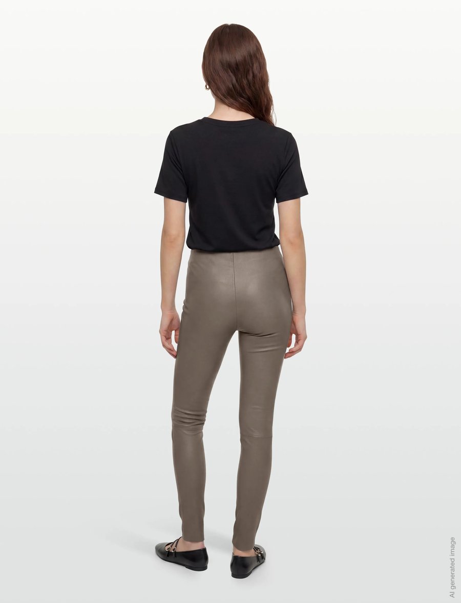 Coster Copenhagen - CC Heart leggings in leather - lederhosen - grey mud - 4