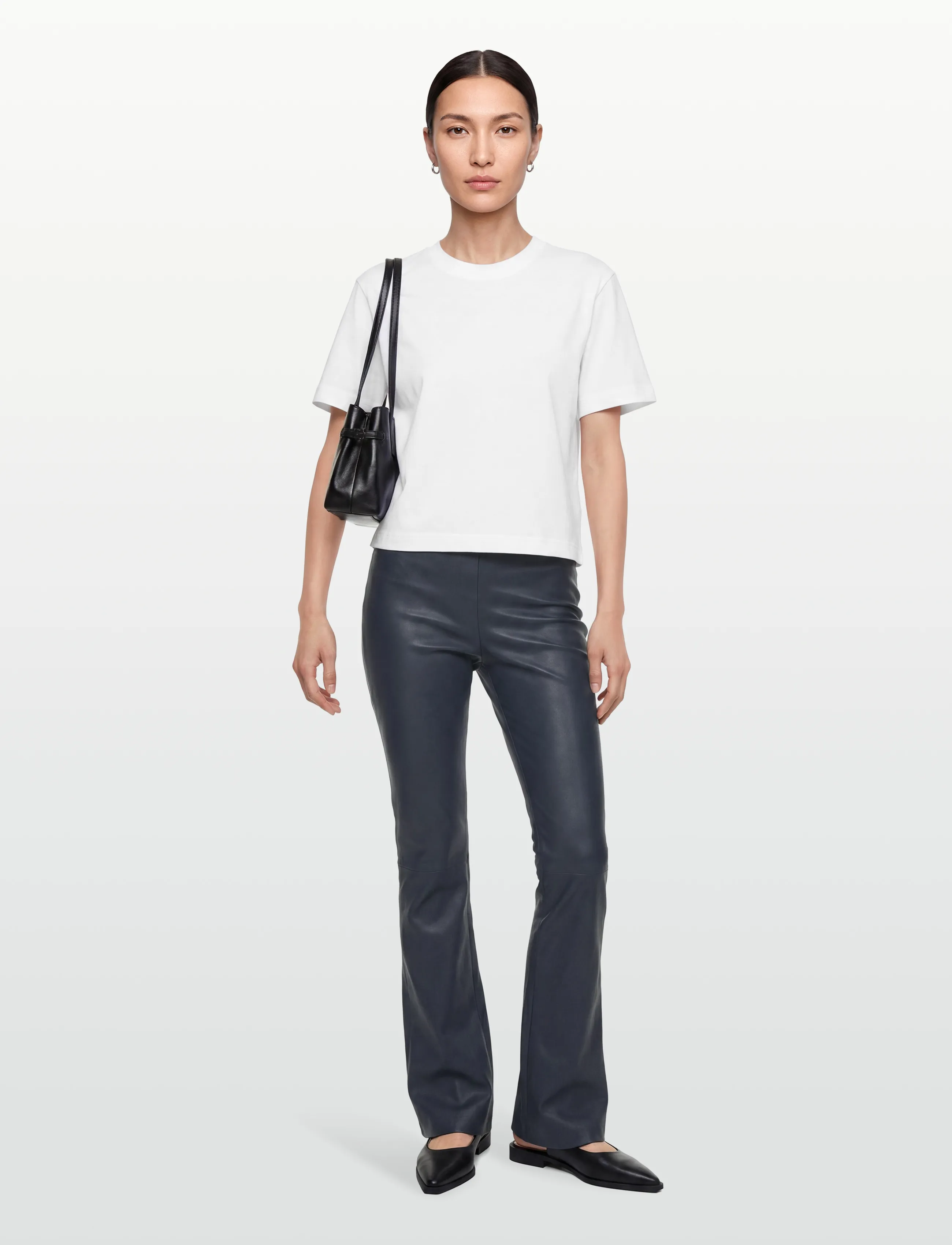 Coster Copenhagen Cc Heart Leather Leggings In Ankle, Kvinder, Ankel Læder Leggings, Navy, Str: 36