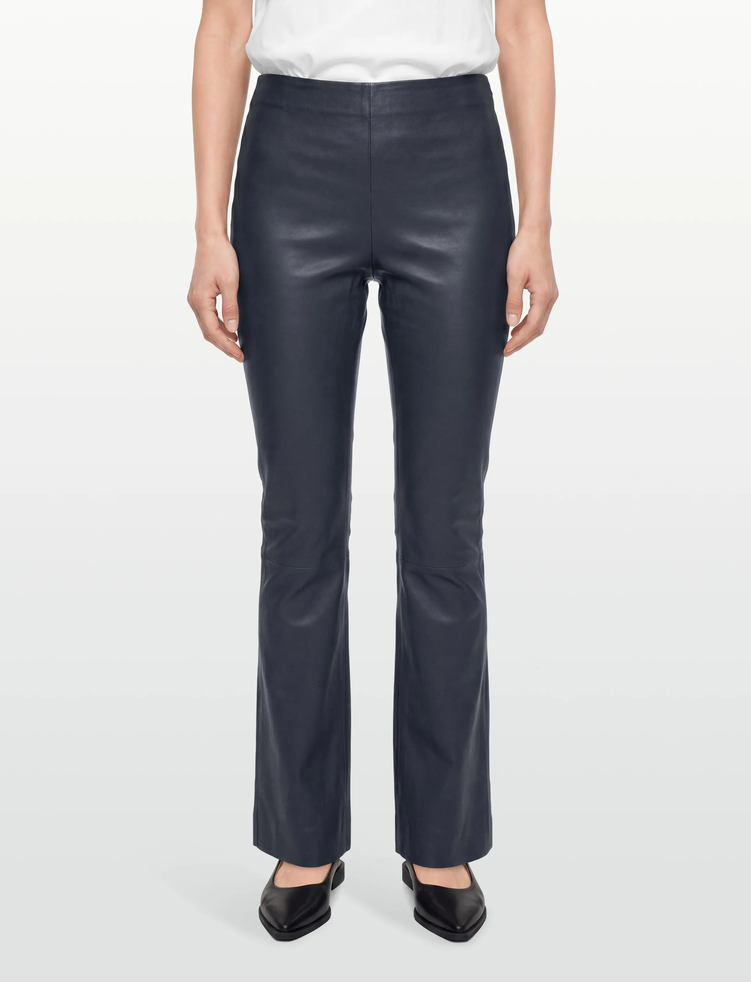 Coster Copenhagen - CC Heart leather leggings in ankle - læderbukser - dark blue - 3