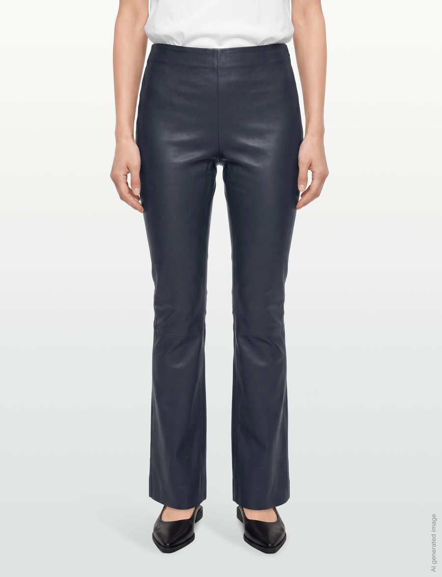 Coster Copenhagen - CC Heart leather leggings in ankle - læderbukser - dark blue - 3