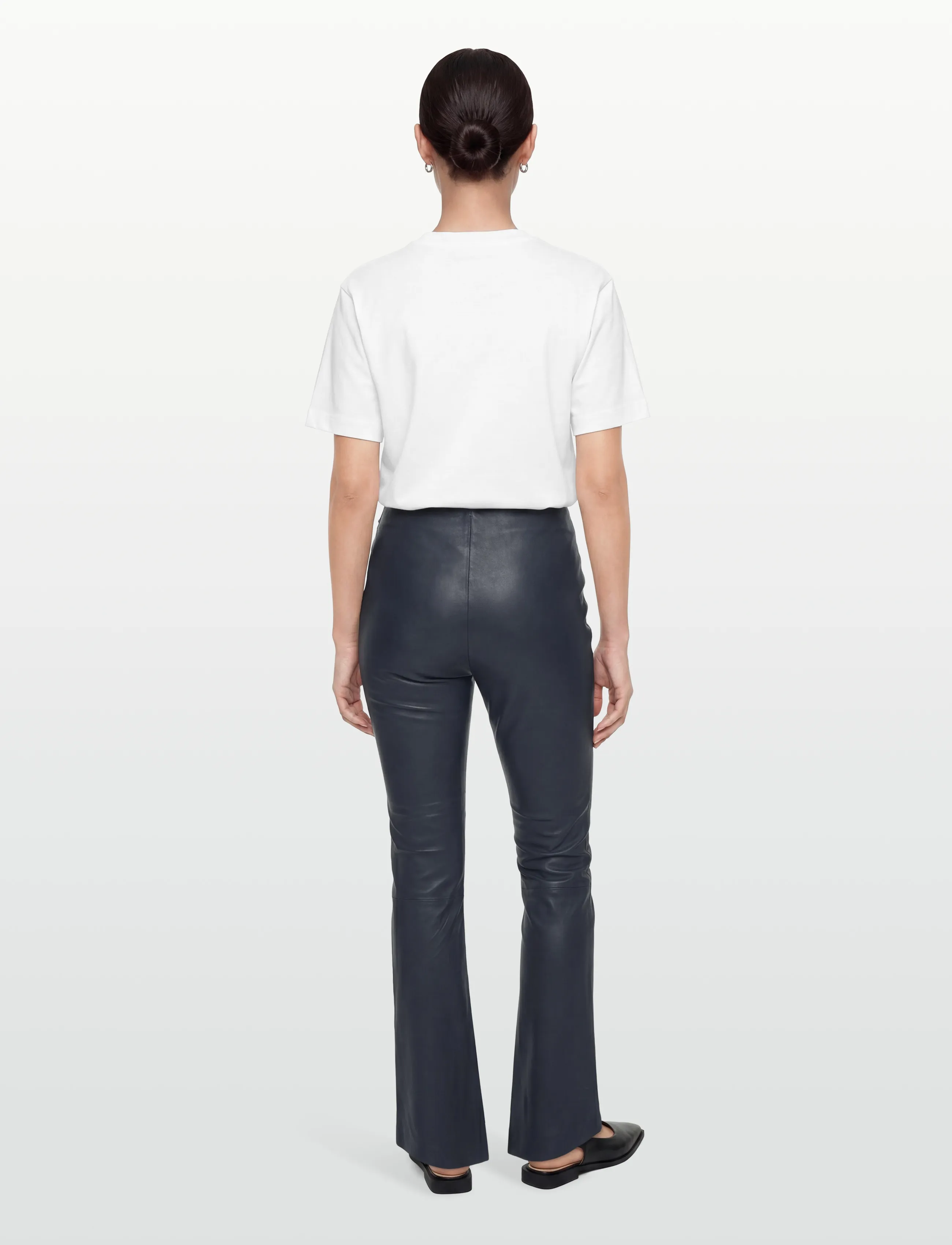Coster Copenhagen - CC Heart leather leggings in ankle - læderbukser - dark blue - 4