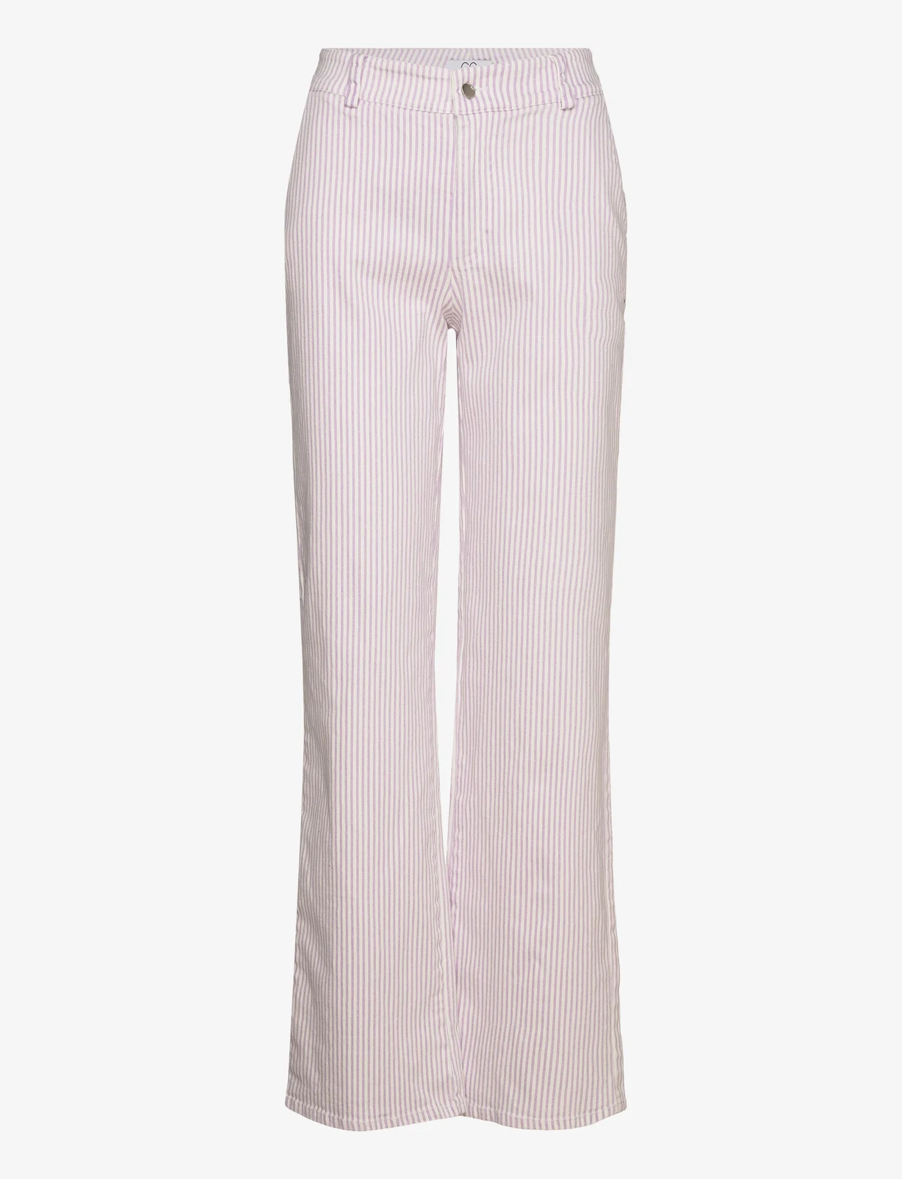 Coster Copenhagen - CC Heart MATHILDE striped pants - odzież imprezowa w cenach outletowych - off white/purple stripe - 0