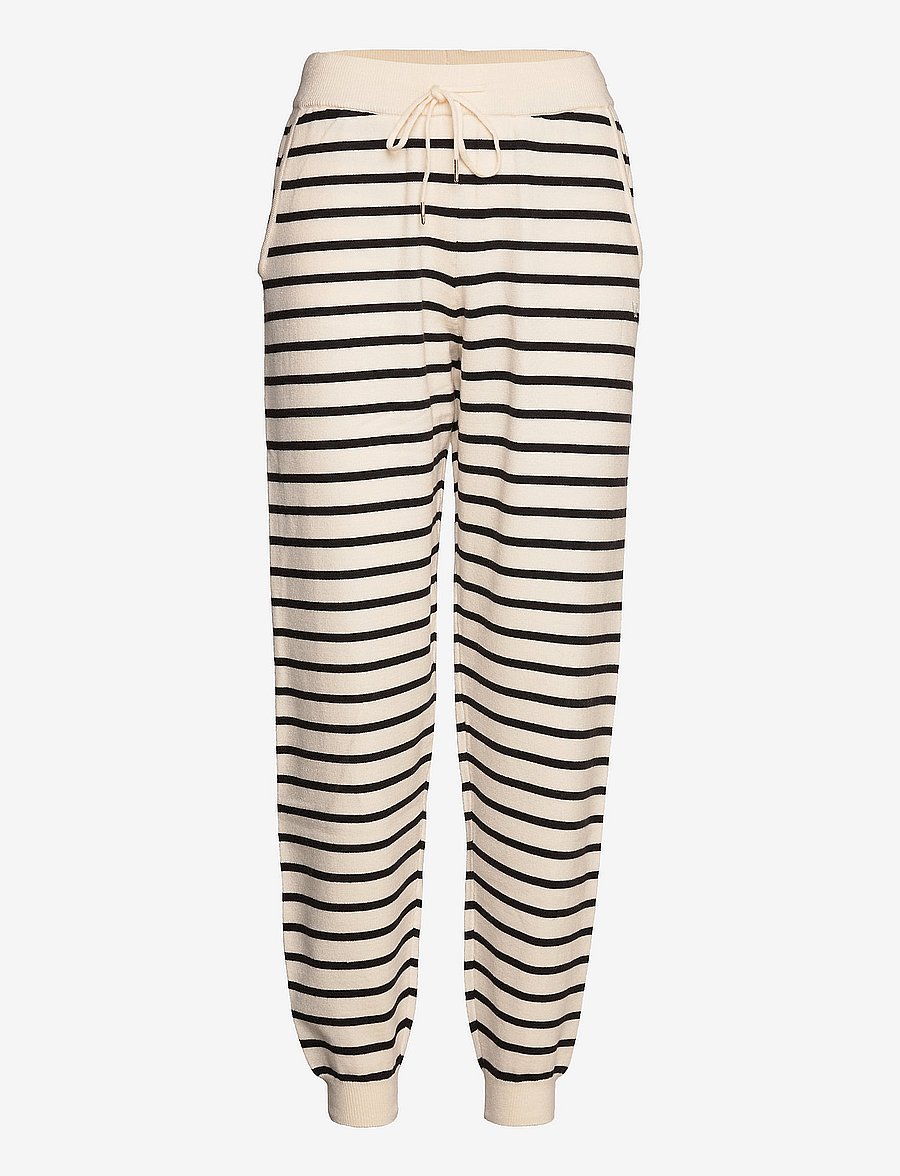 Coster Copenhagen - CC Heart comfy knit striped pants - creme/black stripes - 0