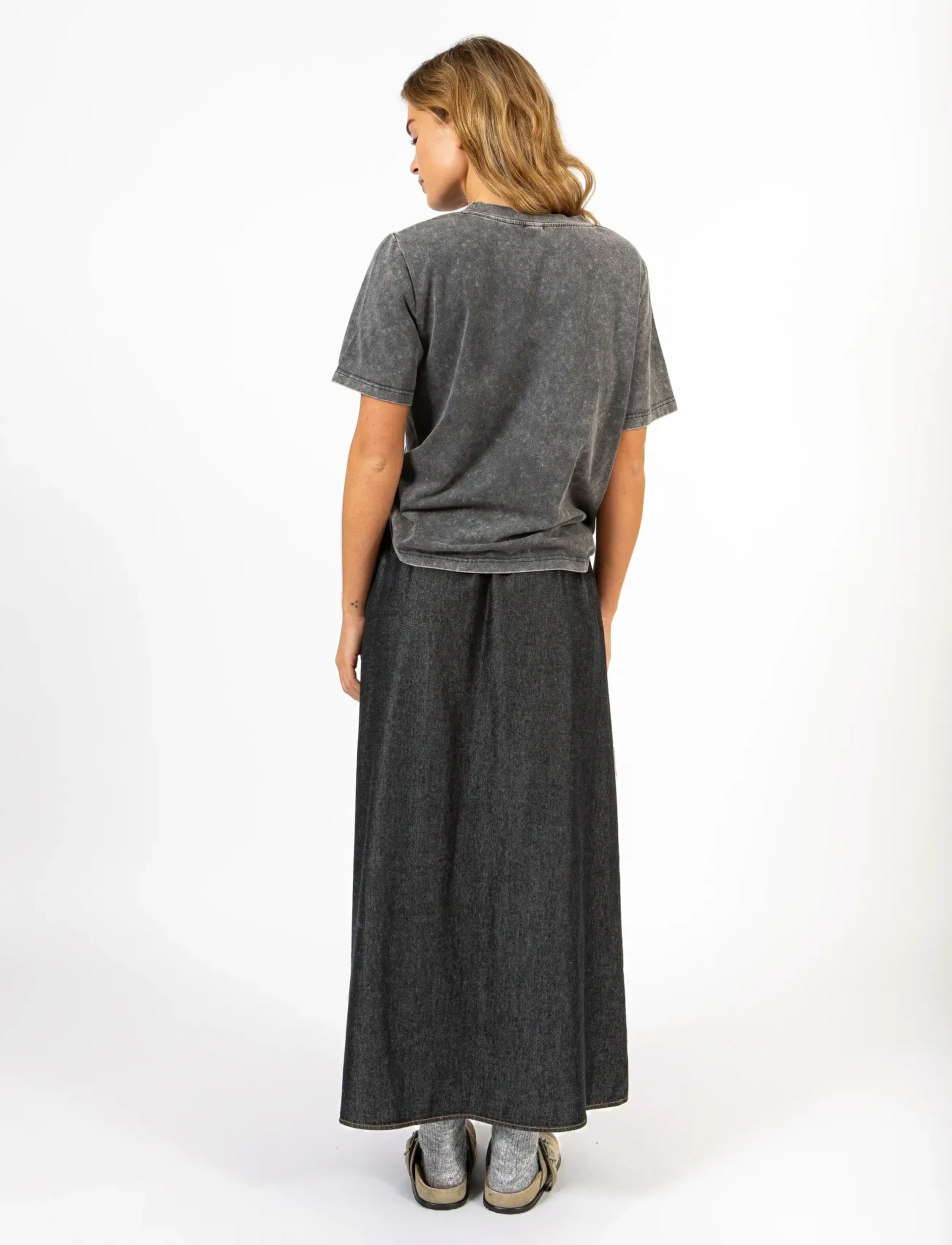 Coster Copenhagen CC Heart ELLIS denim skirt - Nederdele - BLACK BLUE DENIM / navy