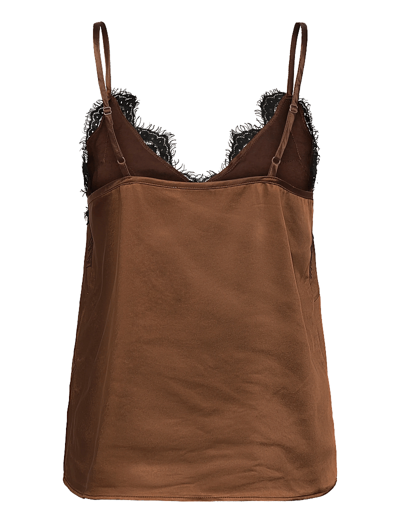 Coster Copenhagen - Top with lace detail - overdele - dark brown - 1