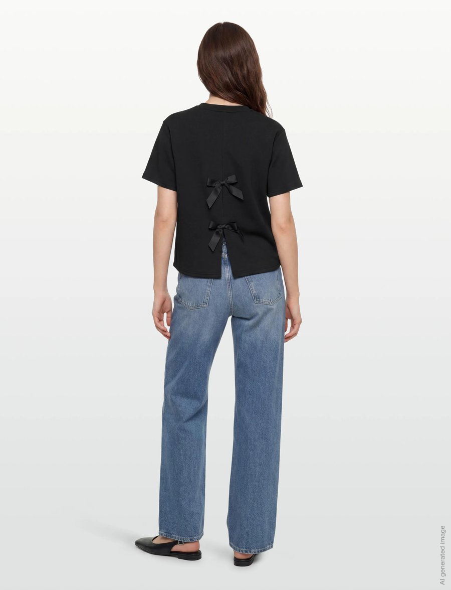Coster Copenhagen - Sweat blouse with bows - hverdags stil - black - 4