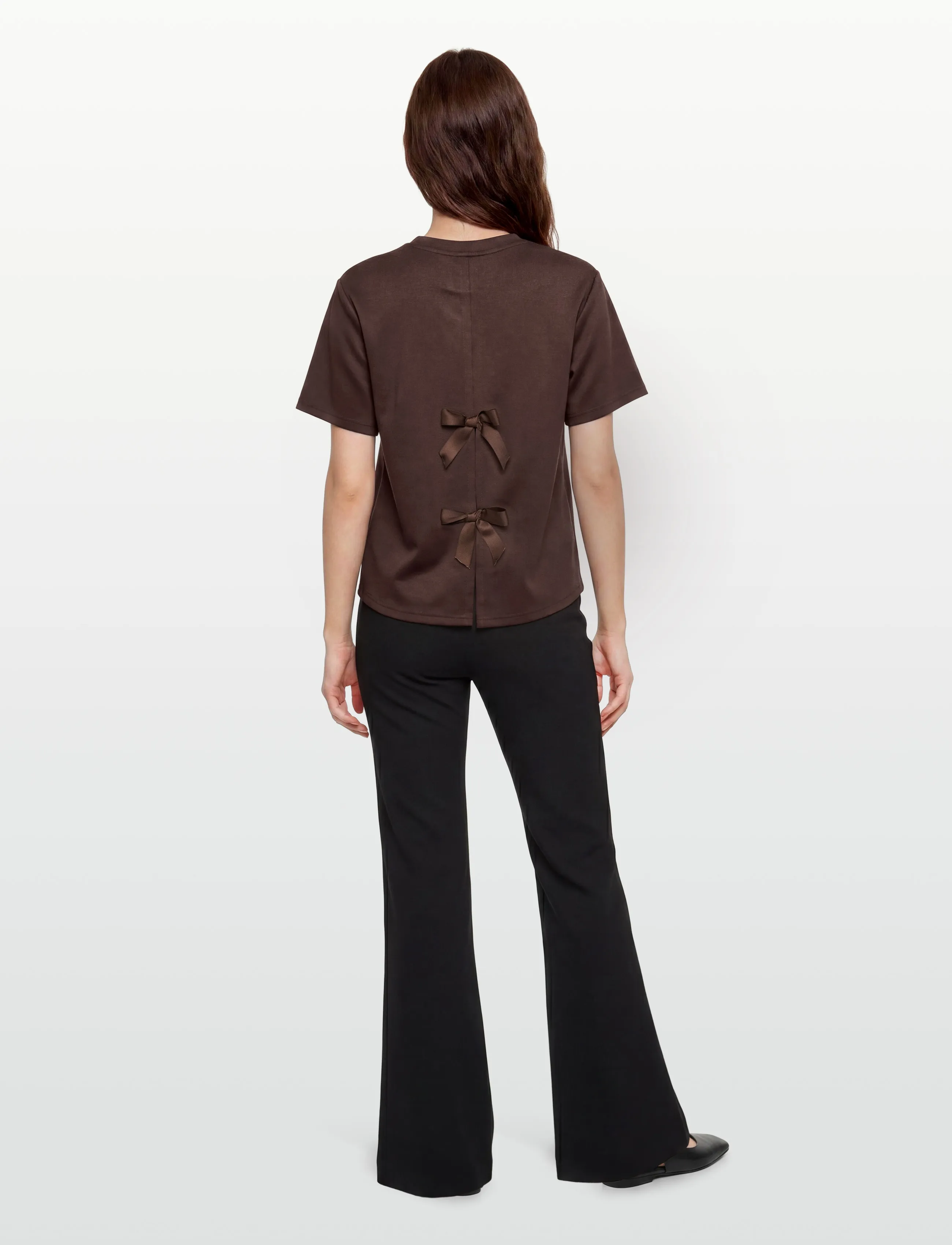 Coster Copenhagen - Sweat blouse with bows - laveste priser - dark brown - 4