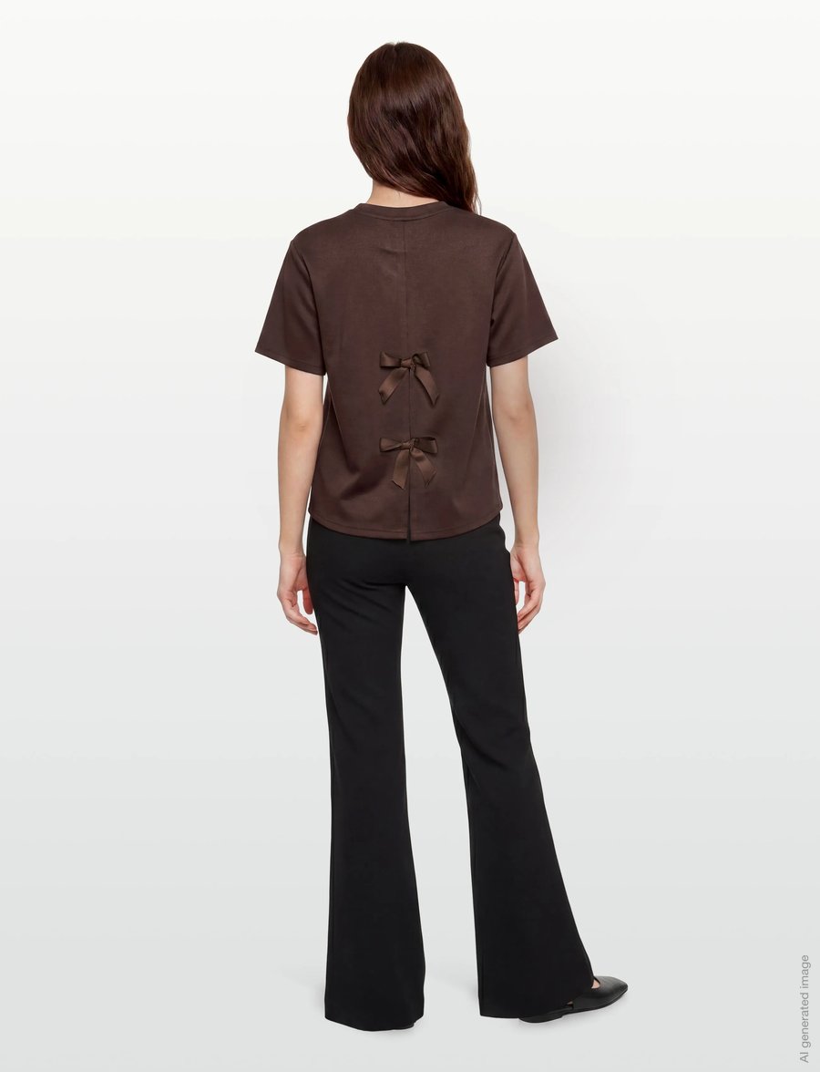 Coster Copenhagen - Sweat blouse with bows - hverdags stil - dark brown - 4