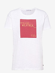 Oversize t-shirt w. flock print - WHITE