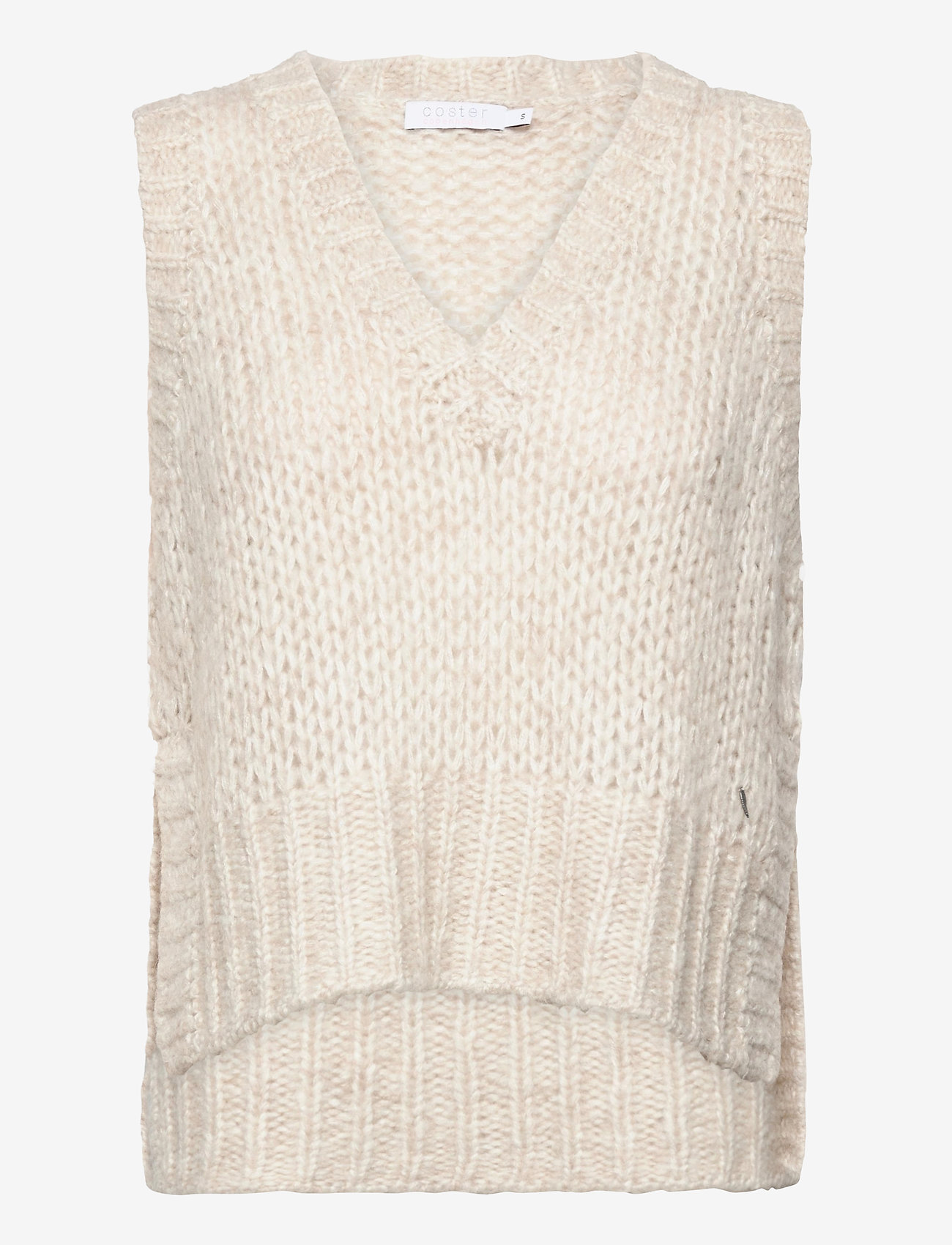 Coster Copenhagen - Vest with v-neck and slits - white camel - 0