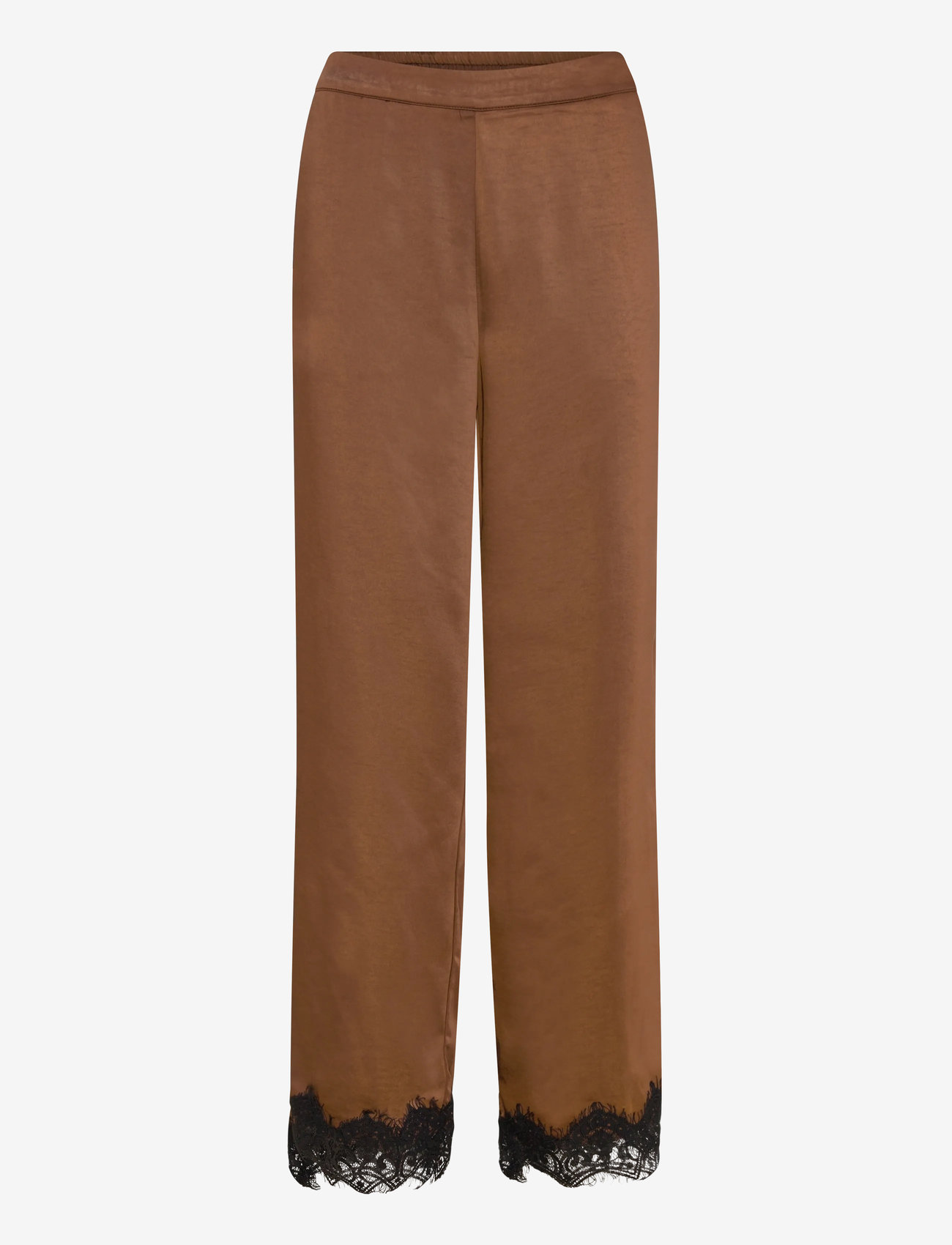 Coster Copenhagen - Pants with lace detail - natbukser - dark brown - 0