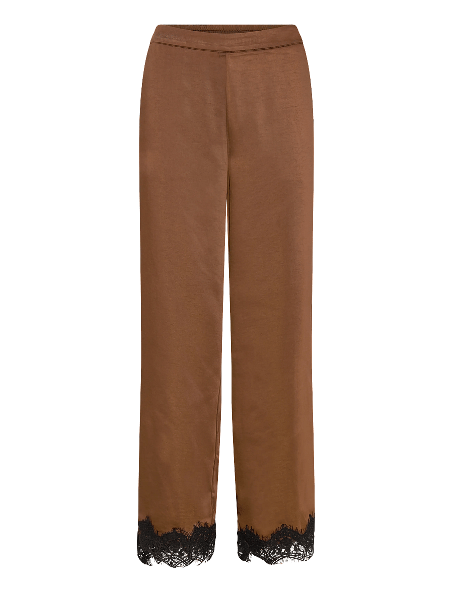 Coster Copenhagen - Pants with lace detail - spodnie od piżamy - dark brown - 0
