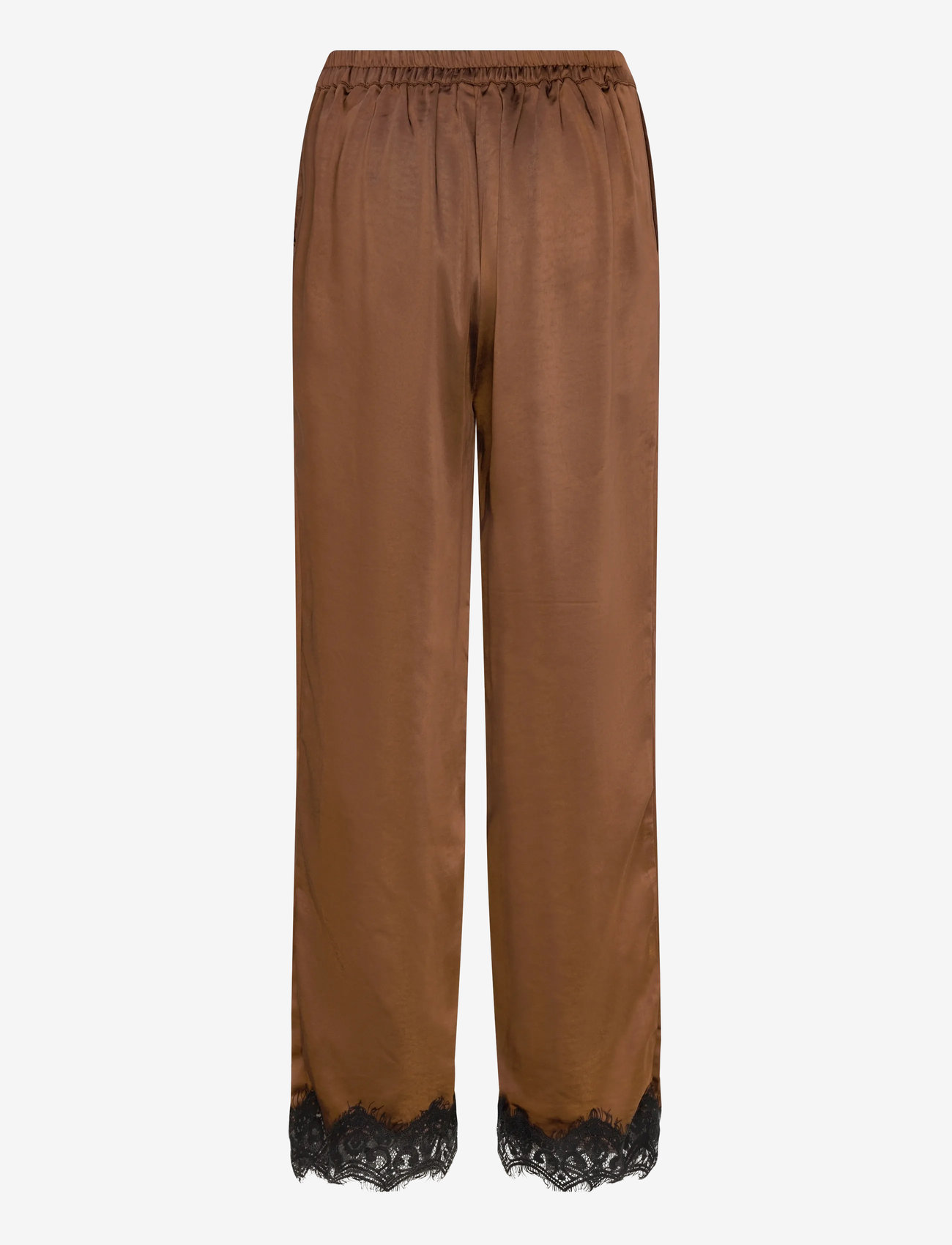 Coster Copenhagen - Pants with lace detail - natbukser - dark brown - 1