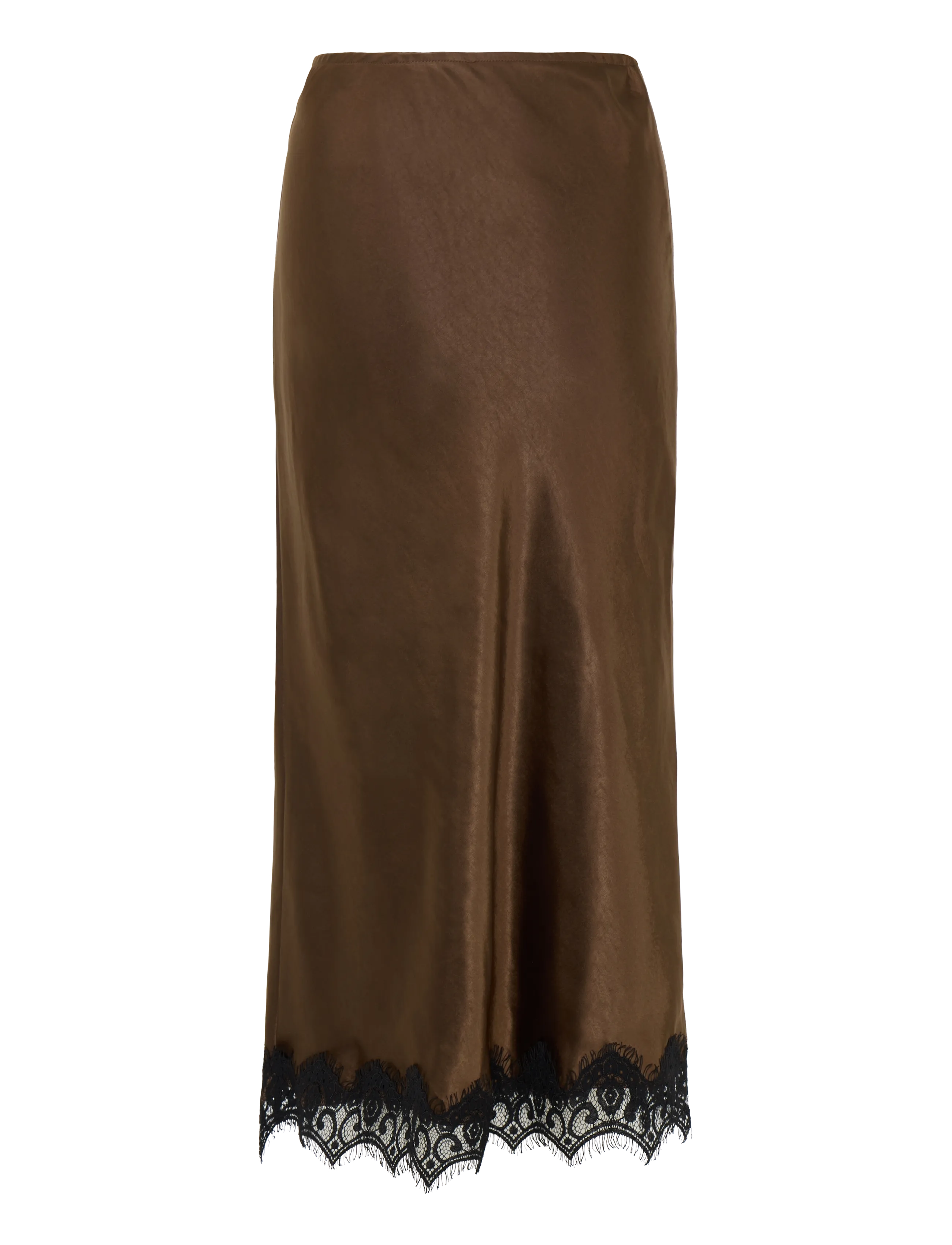 Coster Copenhagen - Skirt with lace detail - satinnederdele - dark brown - 2