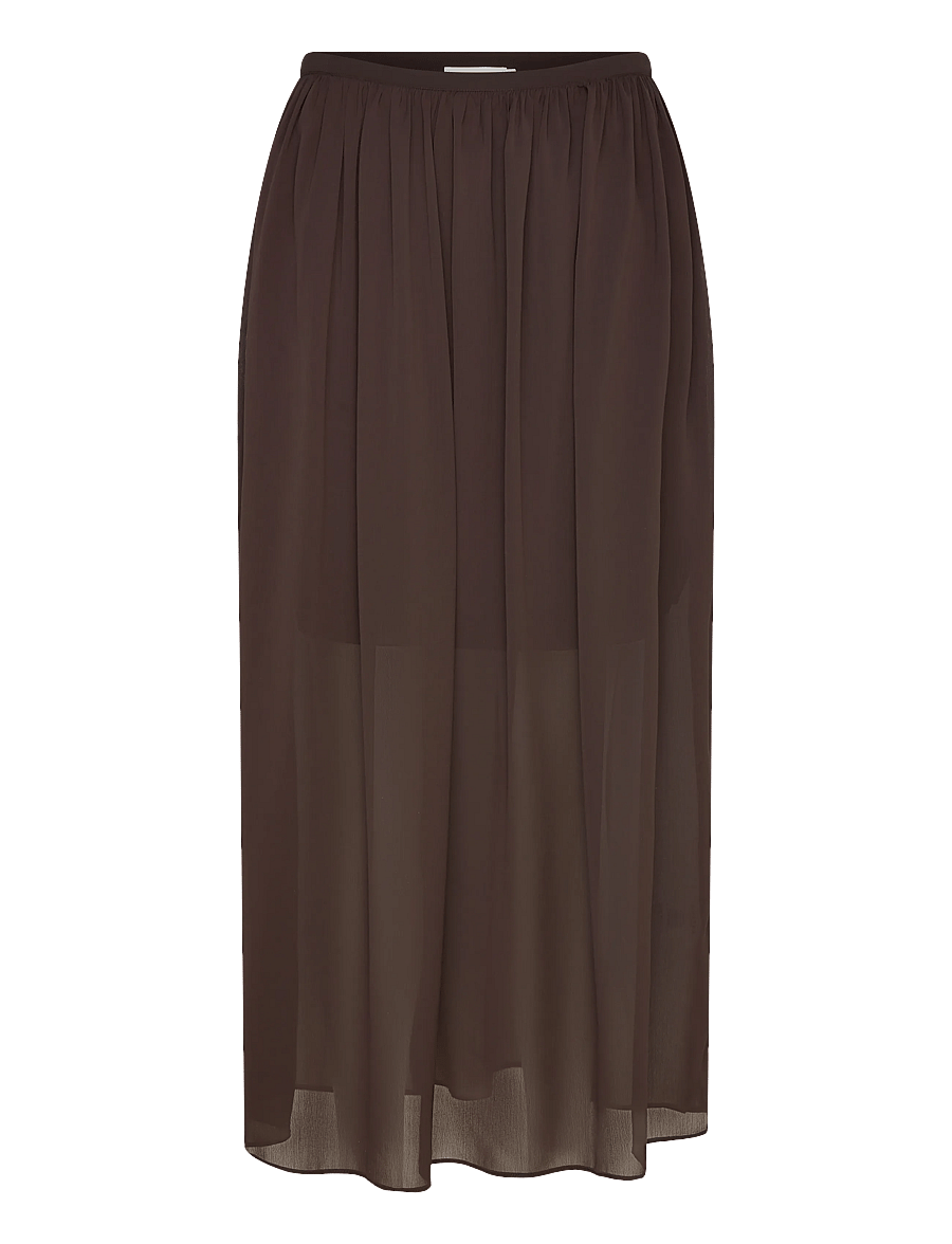 Coster Copenhagen - Transparent midi skirt - midi nederdele - dark brown - 0