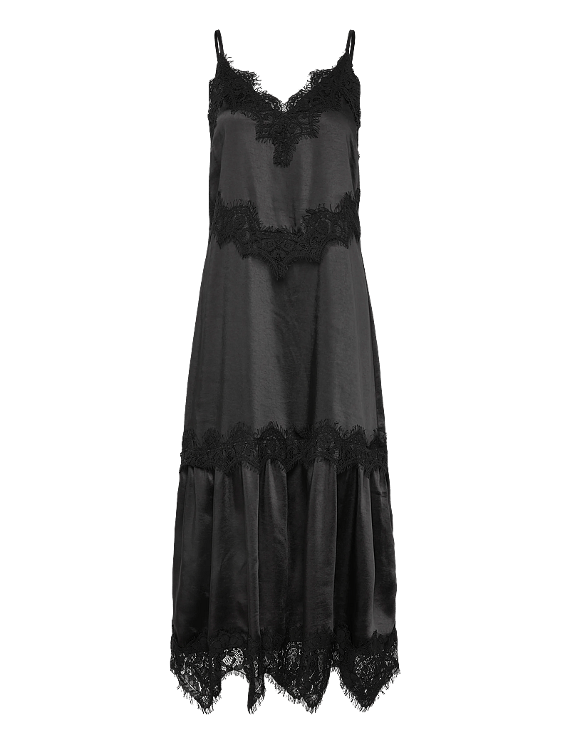Coster Copenhagen - Dress with lace detail - slip dresses - black - 0