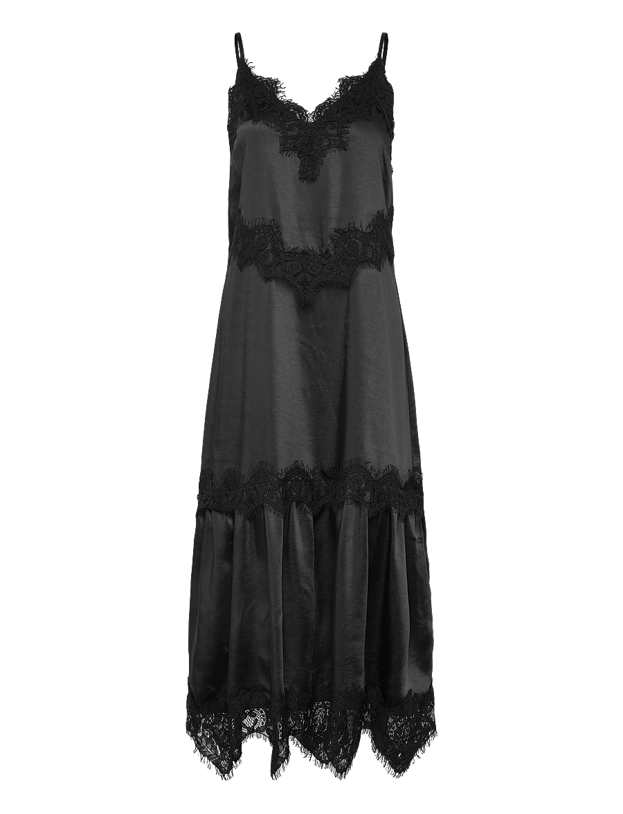 Coster Copenhagen - Dress with lace detail - schlupfkleider - black - 0