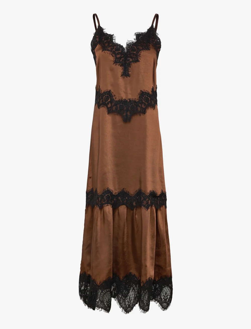 Coster Copenhagen - Dress with lace detail - slip-in jurken - dark brown - 0