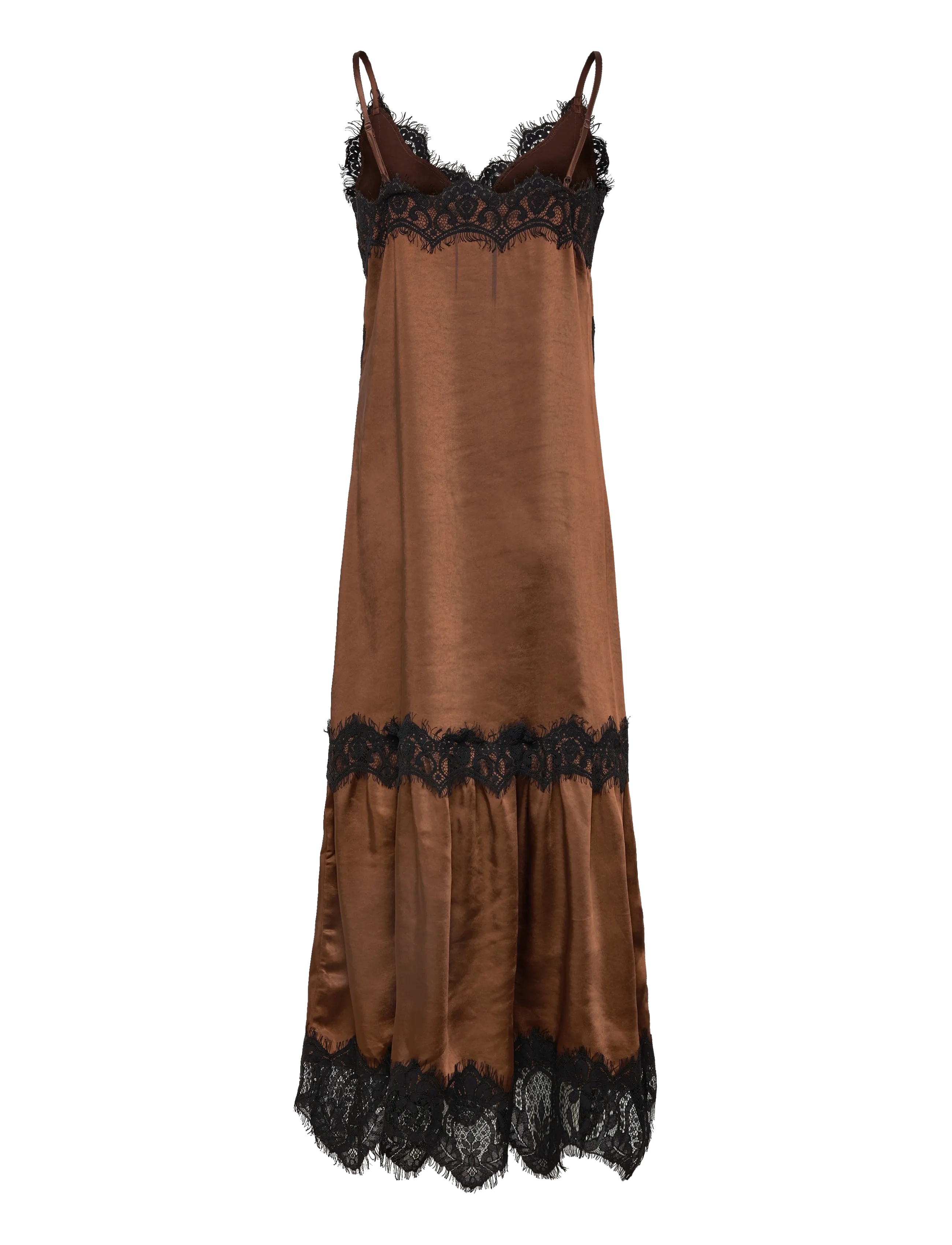 Coster Copenhagen - Dress with lace detail - slip dresses - dark brown - 1