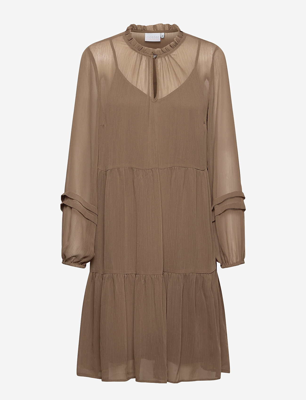 Coster Copenhagen - Dress in Recycled polyester - midikleider - mud brown - 0