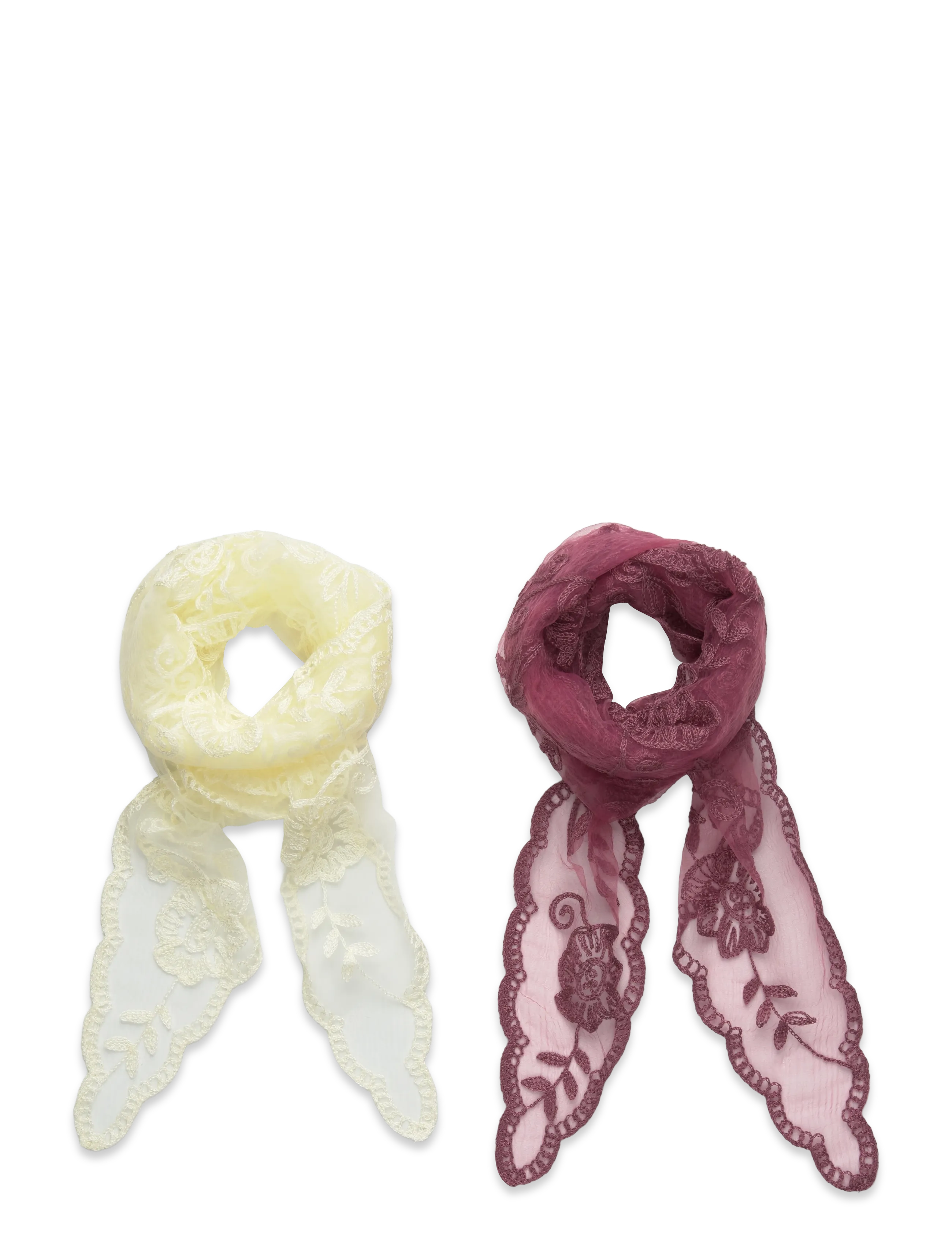 Coster Copenhagen Lace Scarves - 2 Pack, One Size, Cream, Tørklæder > Letvægtstørklæder, Dame