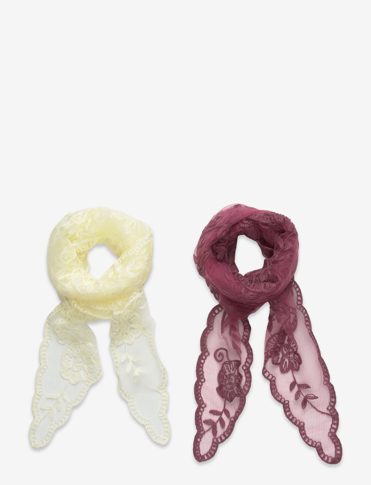 Coster Copenhagen - Lace scarves - 2 pack - tynde tørklæder - creme/burgundy mix - 0