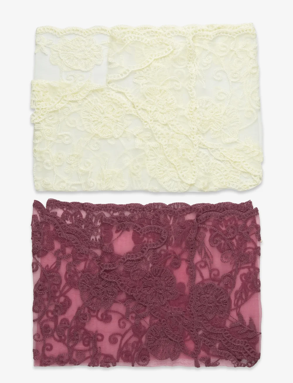 Coster Copenhagen - Lace scarves - 2 pack - alltags-style - creme/burgundy mix - 1