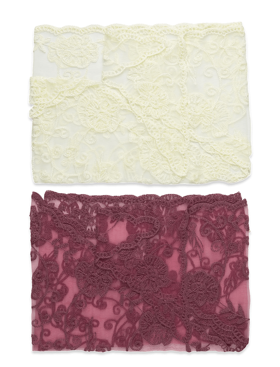 Coster Copenhagen - Lace scarves - 2 pack - lakati - creme/burgundy mix - 1