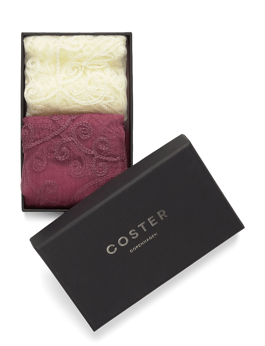Coster Copenhagen - Lace scarves - 2 pack - lakati - creme/burgundy mix - 2