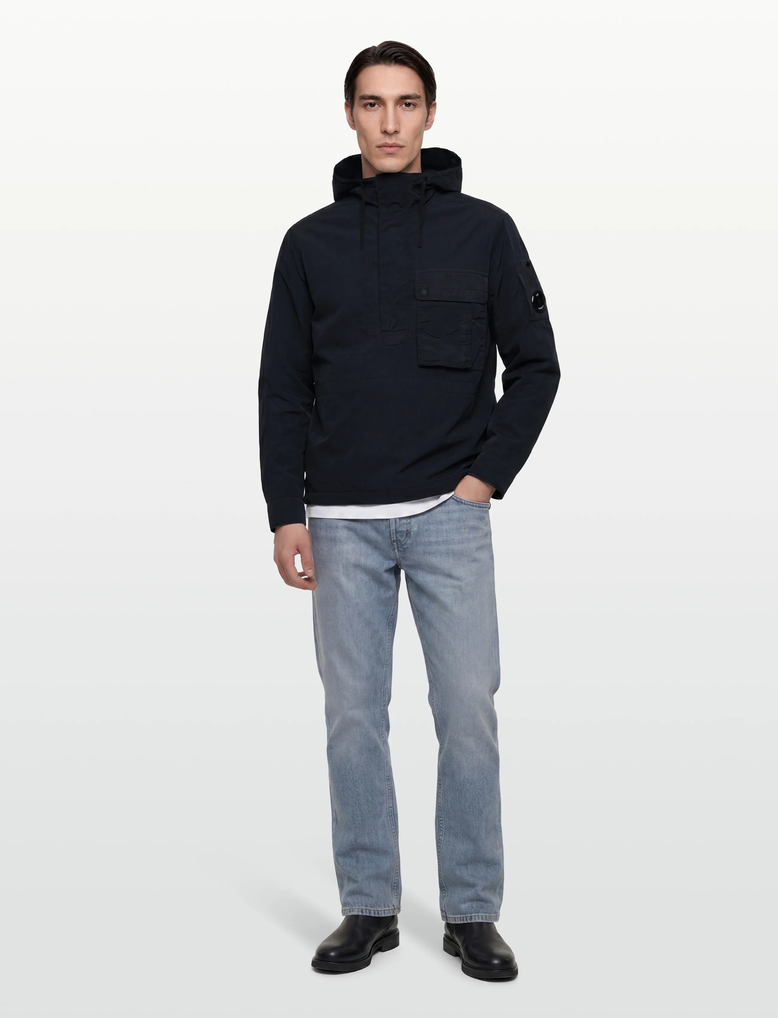 C.P. Company Flat Nylon Hooded Overshirt - Outerwear - TOTAL ECLIPSE / navy