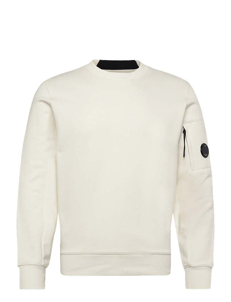 C.P. Company - Diagonal Raised Fleece Crew Neck Sweatshirt - kläder - gauze white - 0