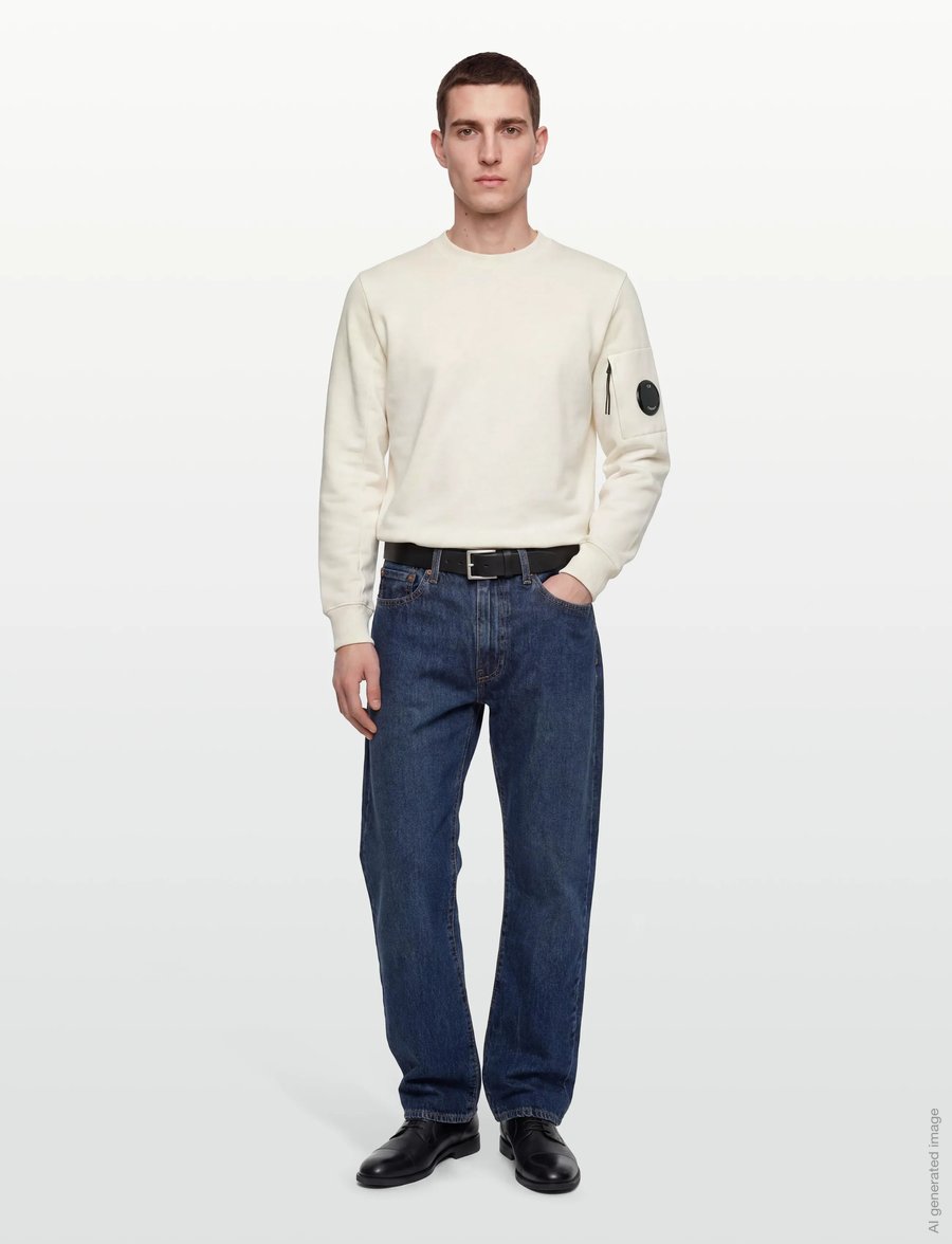 C.P. Company - Diagonal Raised Fleece Crew Neck Sweatshirt - sweatshirts - gauze white - 0