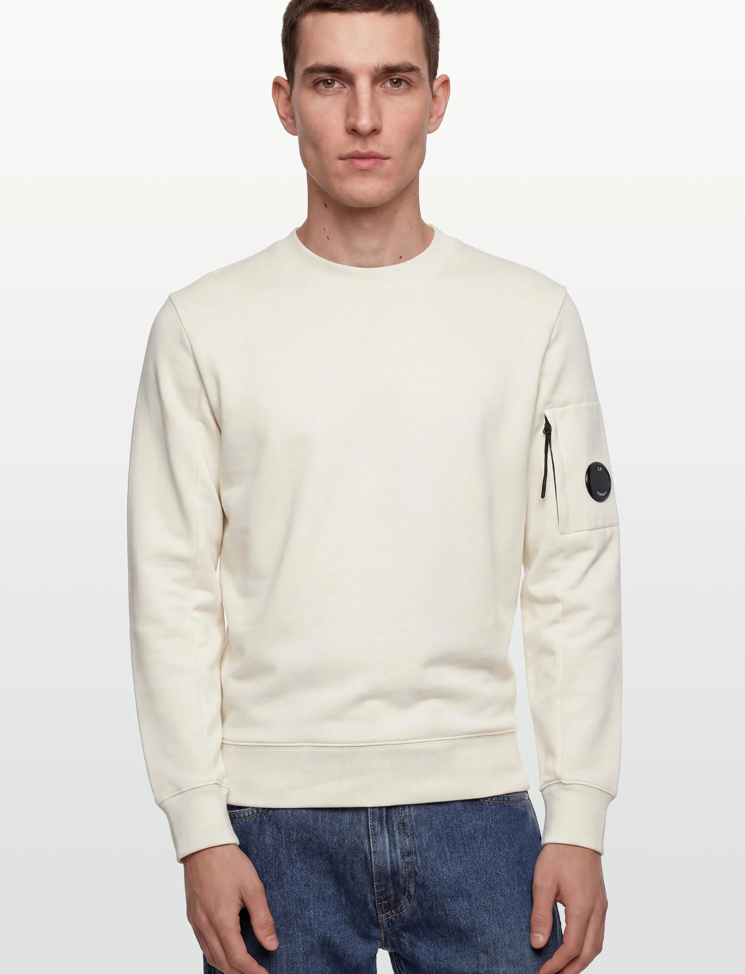 C.P. Company - Diagonal Raised Fleece Crew Neck Sweatshirt - gauze white - 3